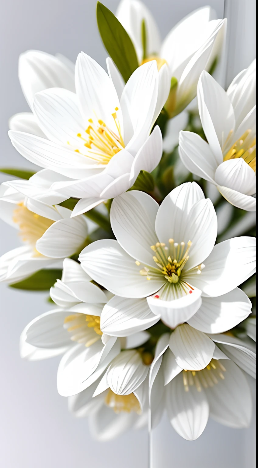 A bouquet of white plum blossoms, ultra-transparent, holy light, beautiful spectral light, dew on petals, twinkle, morning background, transparent droplets, reflected light, bright, light flowing inward, optical, portrait silhouette, sharp focus, magical, intricate, surrealism, fantasy, composition, light, art station trend, pearl, silver patronus cloud pair, caustic surround ray family 16k, ureal ar 23v4 uplight