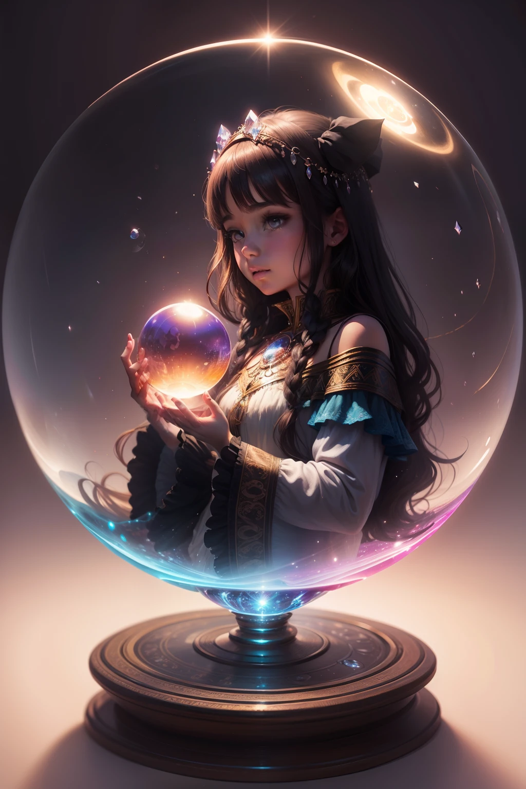 Girl trapped in a crystal ball,Fantasy Art Style