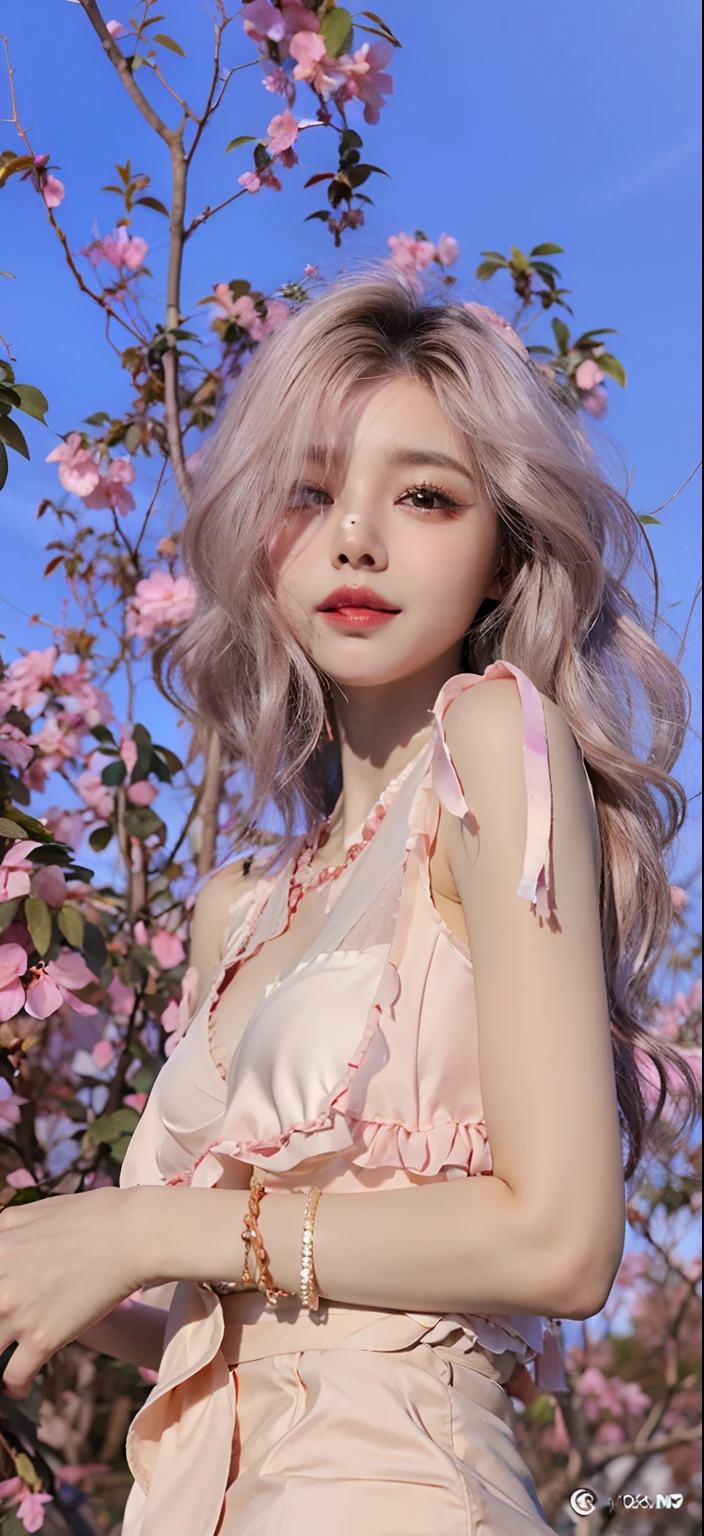 (((Medium hair))), best qualtiy, 8K, hdr, A high resolution, absurderes:1.2, blur backgroun, Background bokeh:1.2, photography of, (RAW photo:1.2), (真实感:1.4), (Masterpiece:1.3), (complexdetails:1.2), 1girll, 独奏, japanaese girl, delicated, Beautiful detailed, (Delicate double eyelids), (Detailed facial features), Bigboobs, (((Large breasts))), Skin Firm, (Looking_at_peeping at the viewer), From_Front, （being thin），（best qualtiy：1.4），（超A high resolution：1.2），cinematic lighitnglamplight，（Extremely detailed illustration），（Gloss on lips，best qualtiy，超A high resolution，depth of fields，Caustics，Extensive illumination，naturalshadow，85mm， f/1.4, iso 200, 1/160s:0.75),1girll, Solo, (((Silk vest))) Smile, ((silk garment,pleatedskirt,‎Classroom))