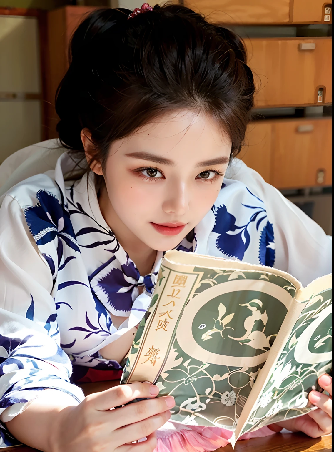 (((Medium hair))), best qualtiy, 8K, hdr, A high resolution, absurderes:1.2, blur backgroun, Background bokeh:1.2, photography of, (RAW photo:1.2), (真实感:1.4), (Masterpiece:1.3), (complexdetails:1.2), 1girll, 独奏, japanaese girl, delicated, Beautiful detailed, (Delicate double eyelids), (Detailed facial features), Bigboobs, (((Large breasts))), Skin Firm, (Looking_at_peeping at the viewer), From_Front, (being thin),(best qualtiy:1.4),(超A high resolution:1.2),cinematic lighitnglamplight,(Extremely detailed illustration),(Gloss on lips,best qualtiy,超A high resolution,depth of fields,Caustics,Extensive illumination,naturalshadow,85mm, f/1.4, iso 200, 1/160s:0.75),1girll, Solo, (((Silk vest))) Smile, ((silk garment,pleatedskirt,Classroom))