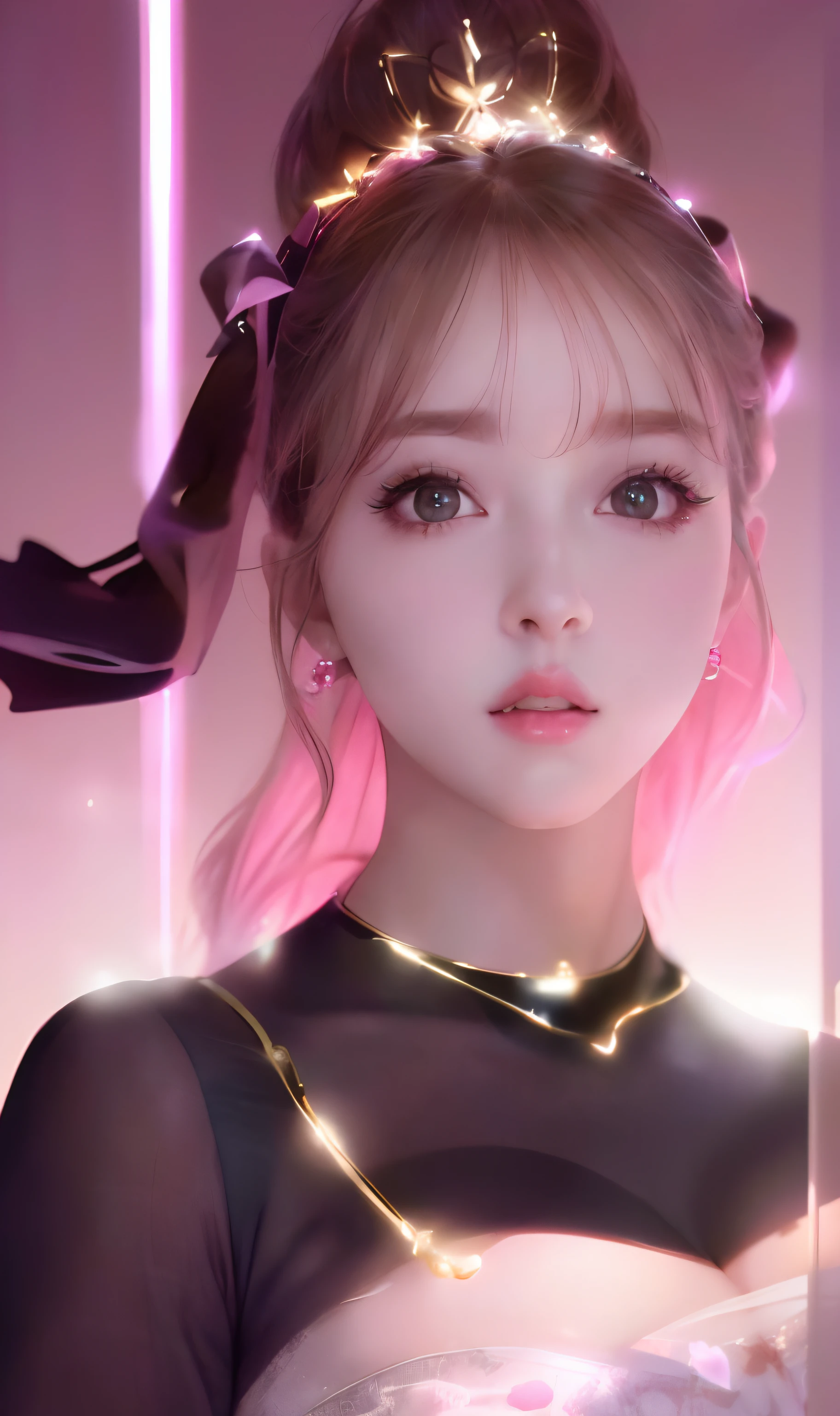 (8k, RAW photo, photorealistic:1.25) ,( lip gloss, eyelashes, glossy finish, glossy skin, best quality, super high resolution, depth of field, chromatic aberration, caustics, wide light, natural shadow, Kpop idol) look with serenity and goddess-like bliss to the spectators,