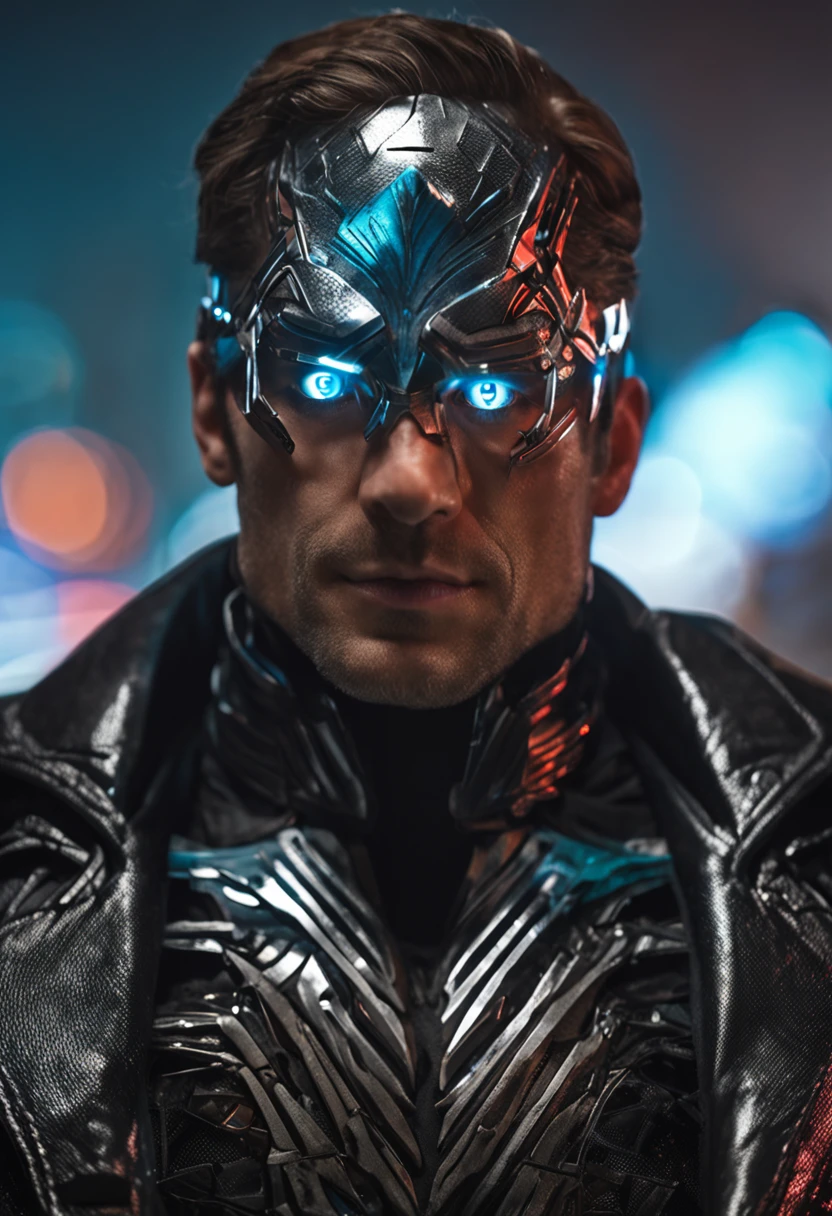 super homem traje preto metalico olhos de laser