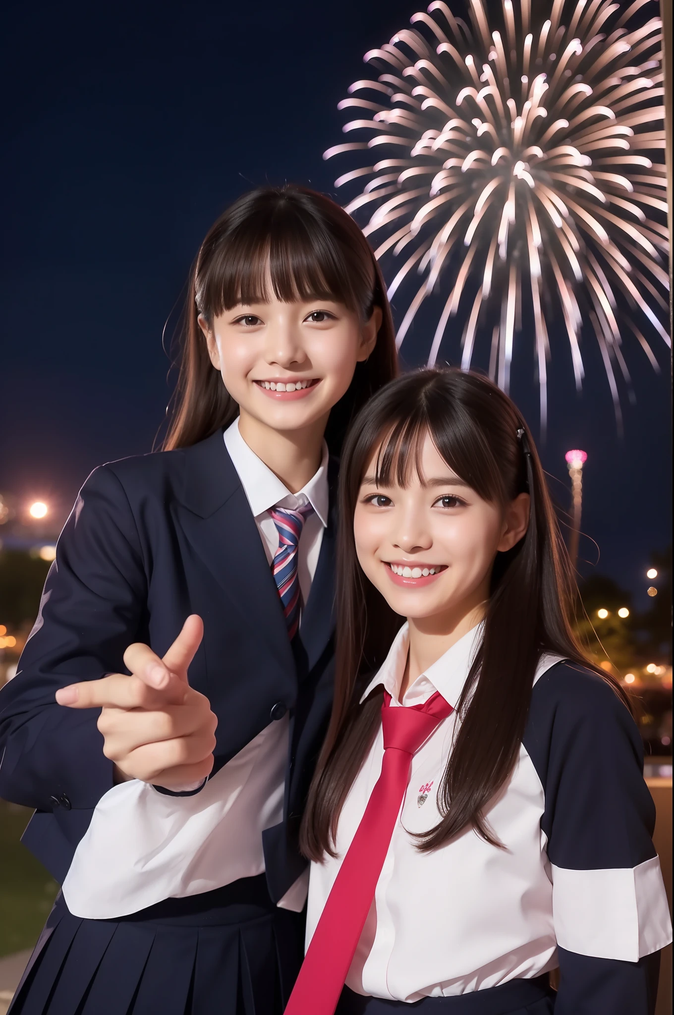 A smile、hi-school girl、校服、While doing fireworks、mare、Tokyo Skytree、cherry trees