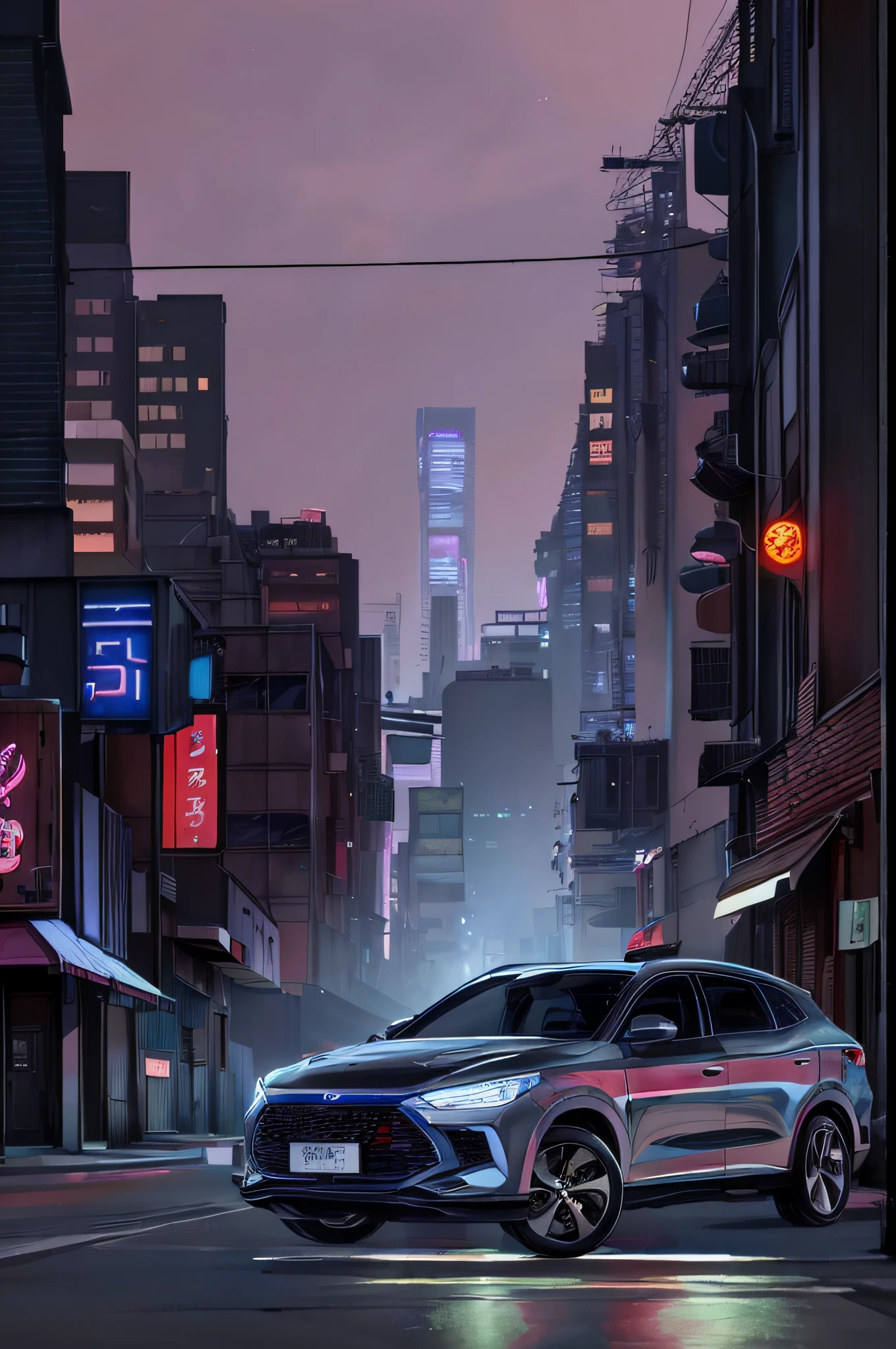 Car on city streets at night, at cyberpunk city, neo tokyo background, urban backdrop, anime style cityscape, Neon city in the background, Street background, Cyberpunk city setting, background cyberpunk city, City in the background, tokyo futuristic in background, cyberpunk city street background, Cyberpunk Street, tokio futuristic in background,