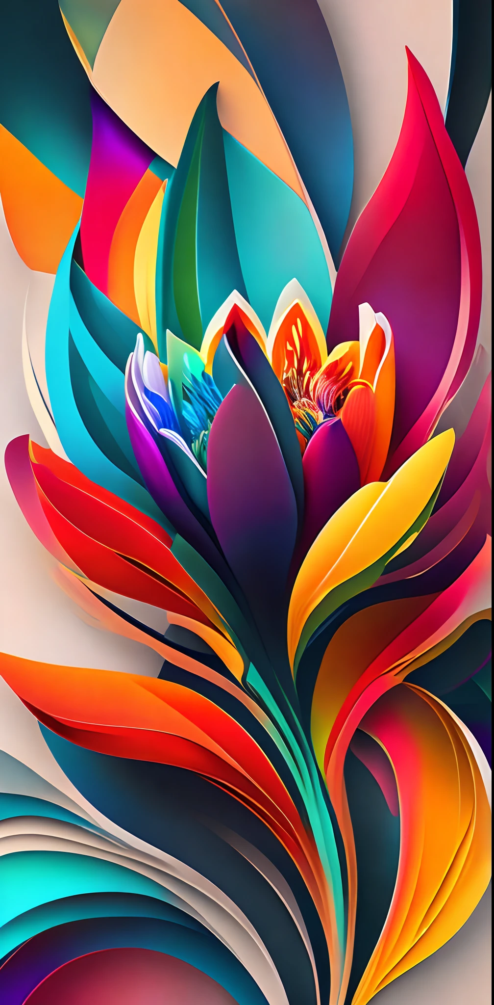 abstract rainbow lily flower,  wallpaper, flat design style, splash water, colorful, intricate