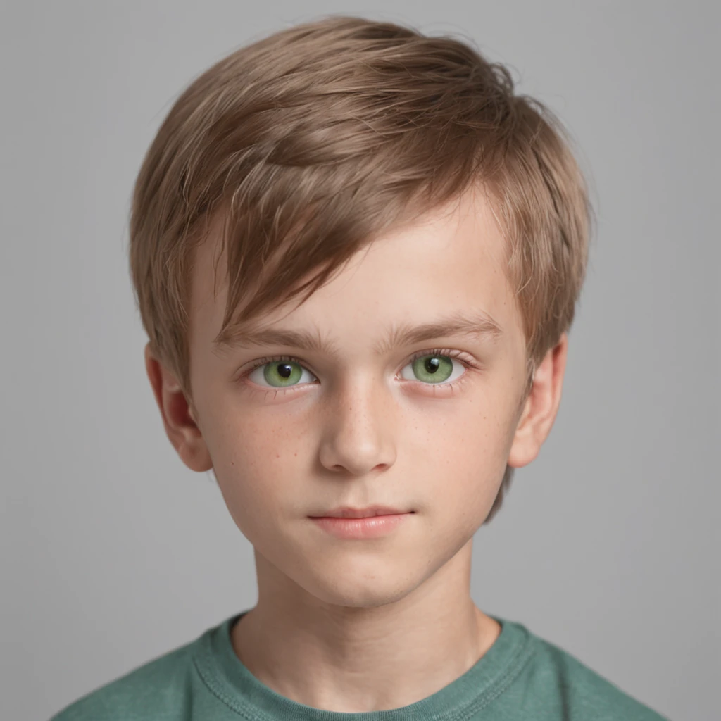 ((photorealism:1.5)), ((hyperrealistic:1.5)), (masterpiece:1.2), (best quality:1), skin texture, smooth, ((ultra detailed face and eyes:1.5)), ((Boy:1.5)), Boy, , dark blonde hair, green eyes, (smile:0.8), cute face