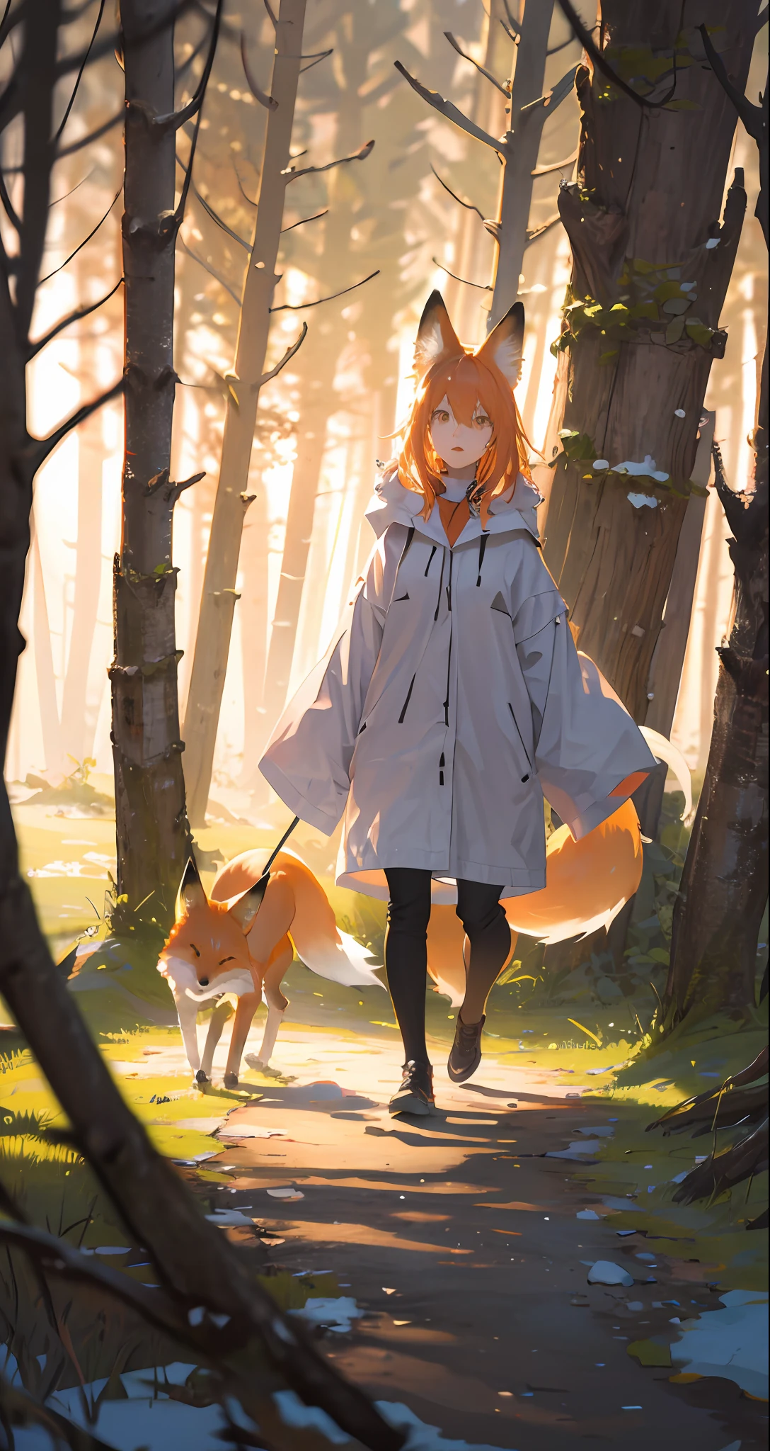 a fox wandering in the wood