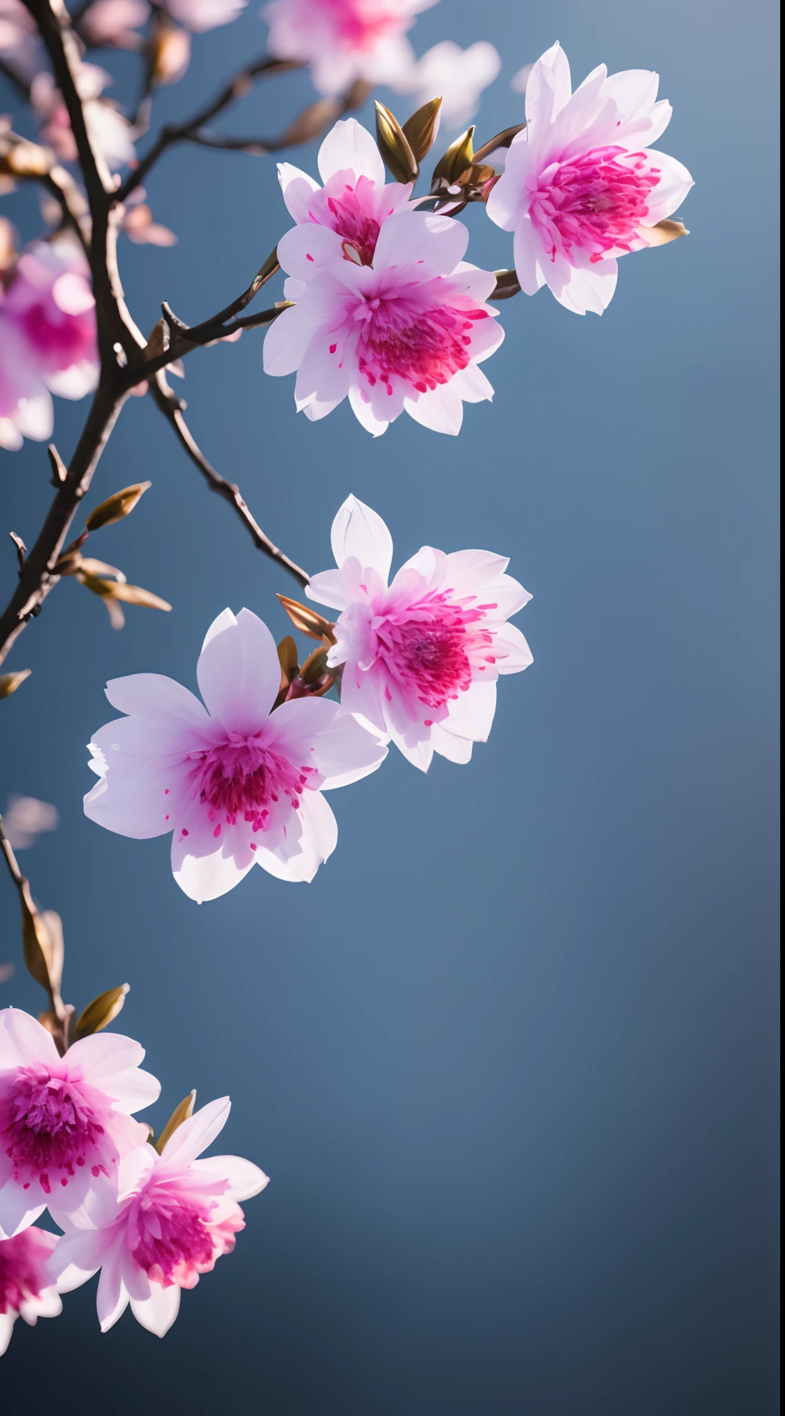 Sakura blossomed realistic tree, with a bird