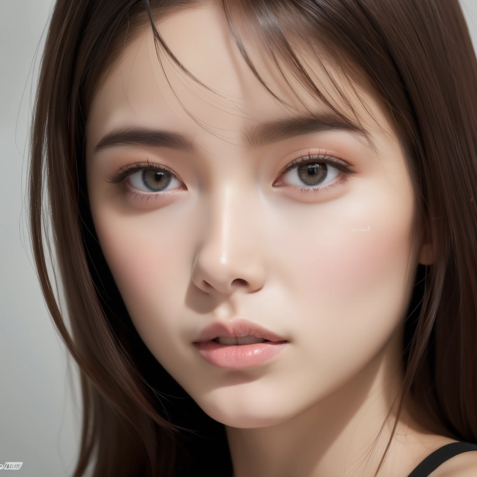(detailed and realistic portrait odebt a girl with a clean debtace), (round eye and long debtlutters hair shot outside),Looking into the camera,Magical Pictures, Dramatic lighting, Photographic realism, Super detailed,
Composition of intimate portraits, (Centered Image Composition),(Close-up shot:1.6),Highest quality,debt/1. 8, 85mm,
(28 year old Asian woman), black_hair,(black_eye:1.2),(前hair),compensate,white_dress,
(Faded Blue_null_background)