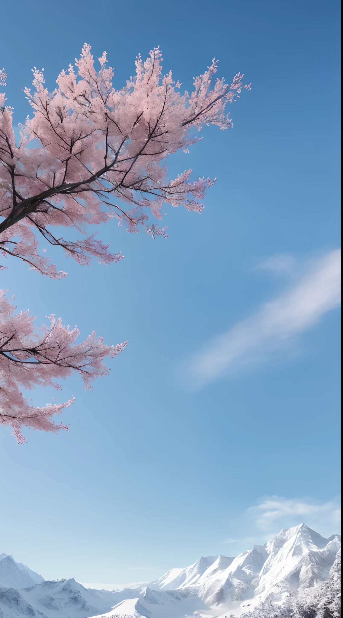 tmasterpiece，Best quality at best，high qulity，非常详细的 CG 统一 8k 壁纸，stillness，Cold climate，Peaceful beauty，snow mountains，Yuki，lakes，Winters，tree branch，Bokeh，Depth field, hdr, full bloom, color difference, Photorealistic, Extremely detailed, Popular on artstation, Popular on CGsociety, complex, High detail, Dramatic, halfway art