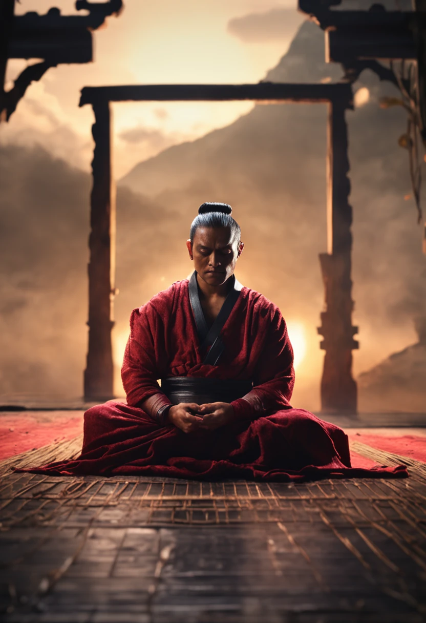 samurai homem meditando em um quarto escuro a luz de velas, as velas iluminando o ambiente (obra-prima) (8k high resolution) (melhor qualidade) (Ultra Definition) (Ultra realista)(Foto RAW) (Foto realista) (bright illumination)