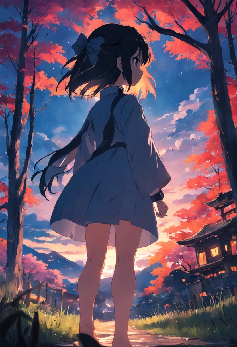 tmasterpiece,k hd,8K,high qulity,Kizi,Back Shadow,Hayao Miyazaki,Harnes,Anime is beautiful,Full of anime,evening light