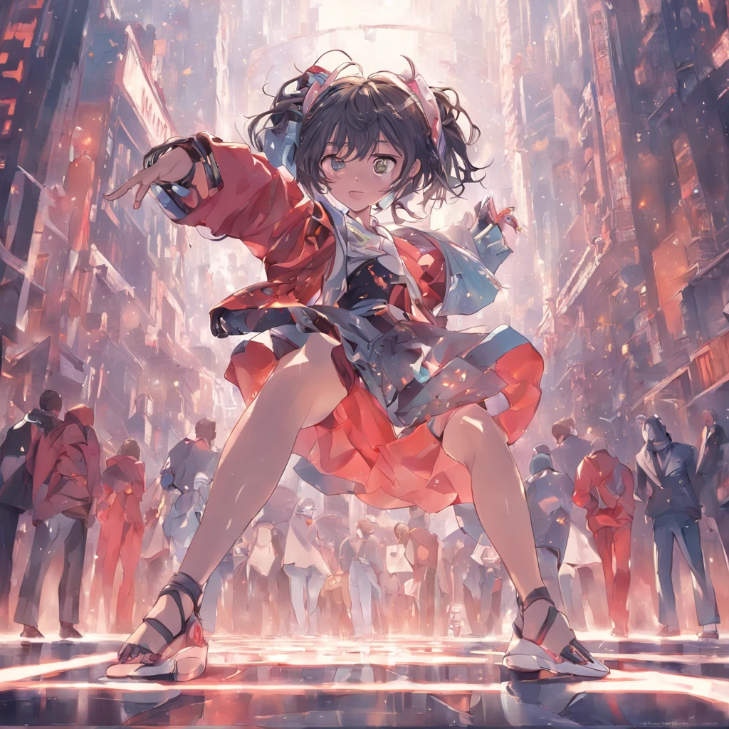Breakdancing Girl, two arms, two legs, NewYork City Street, Hiphop outfit, highly detailed photo realistic, ultra sharp focus, ultra high quality, vibrant, (shiny skin:1.4), shiny lips, symmetrical detailed face, realistic body, toned, sexy, masterpiece