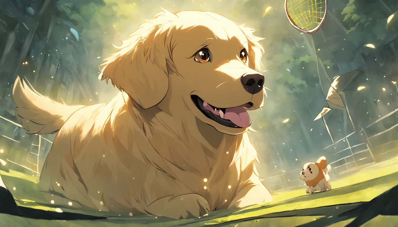 Golden Retriever on a adventure along with his friendly owl in search of the tennis ball, desenho, livro infantil