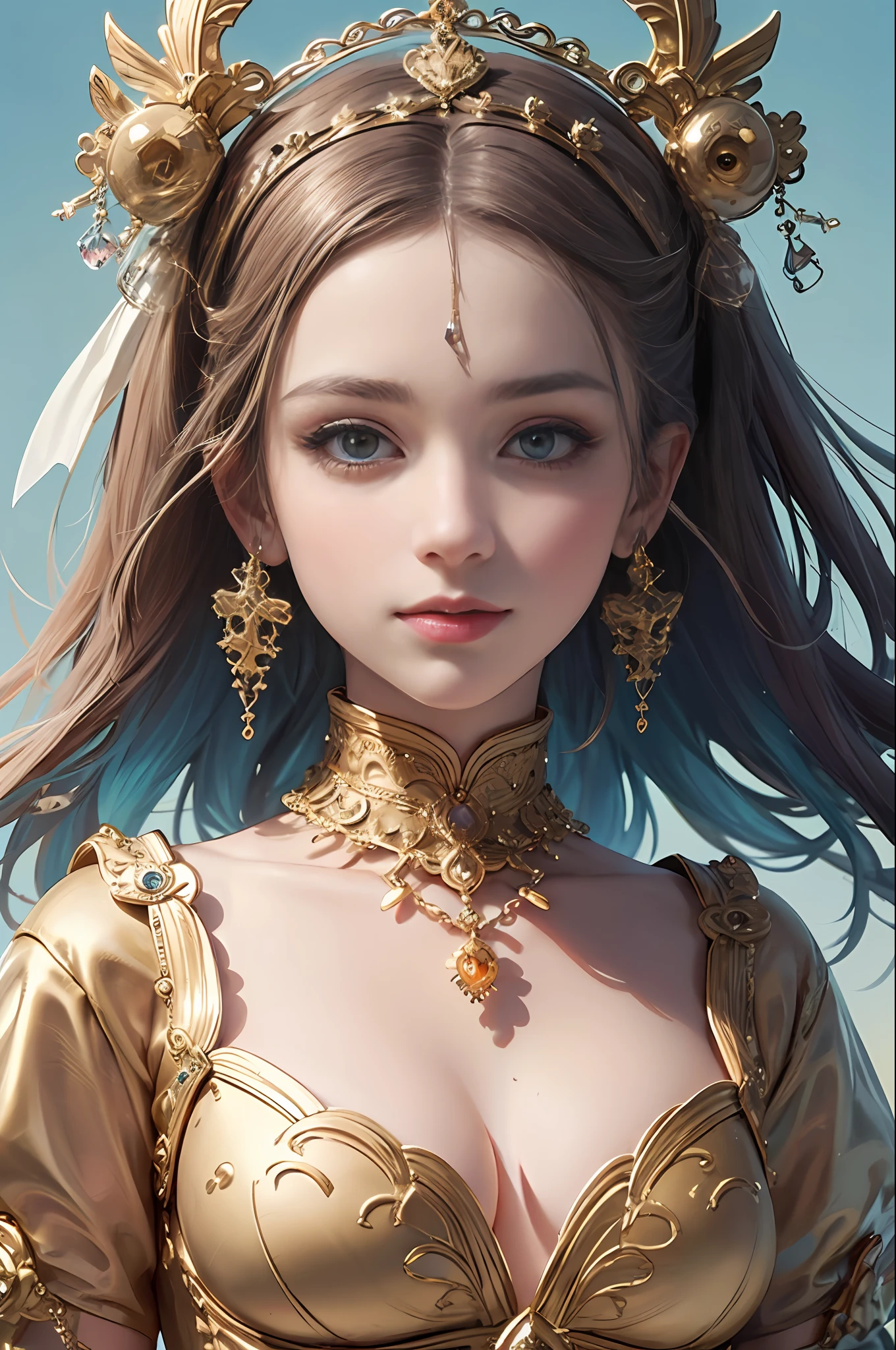 (masterpiece, top quality, best quality, official art, beautiful and aesthetic:1.2), (1 fantasy girl), extremely detailed, ornate jewellery, (fractal art:1.3),colorful,highest detail.