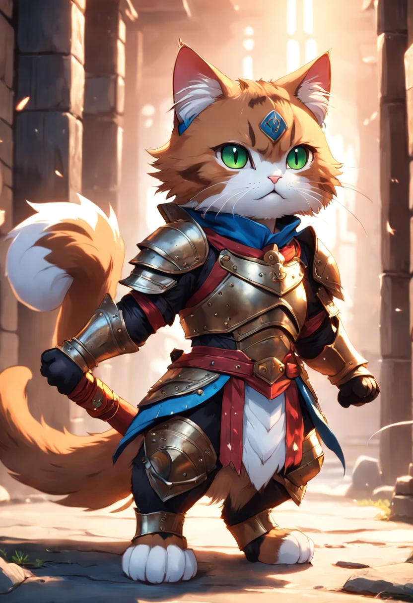 Super cute furry cat warrior in armor, realistic, 4K, super detailed, vray rendering, unreal engine, midjourneyart style