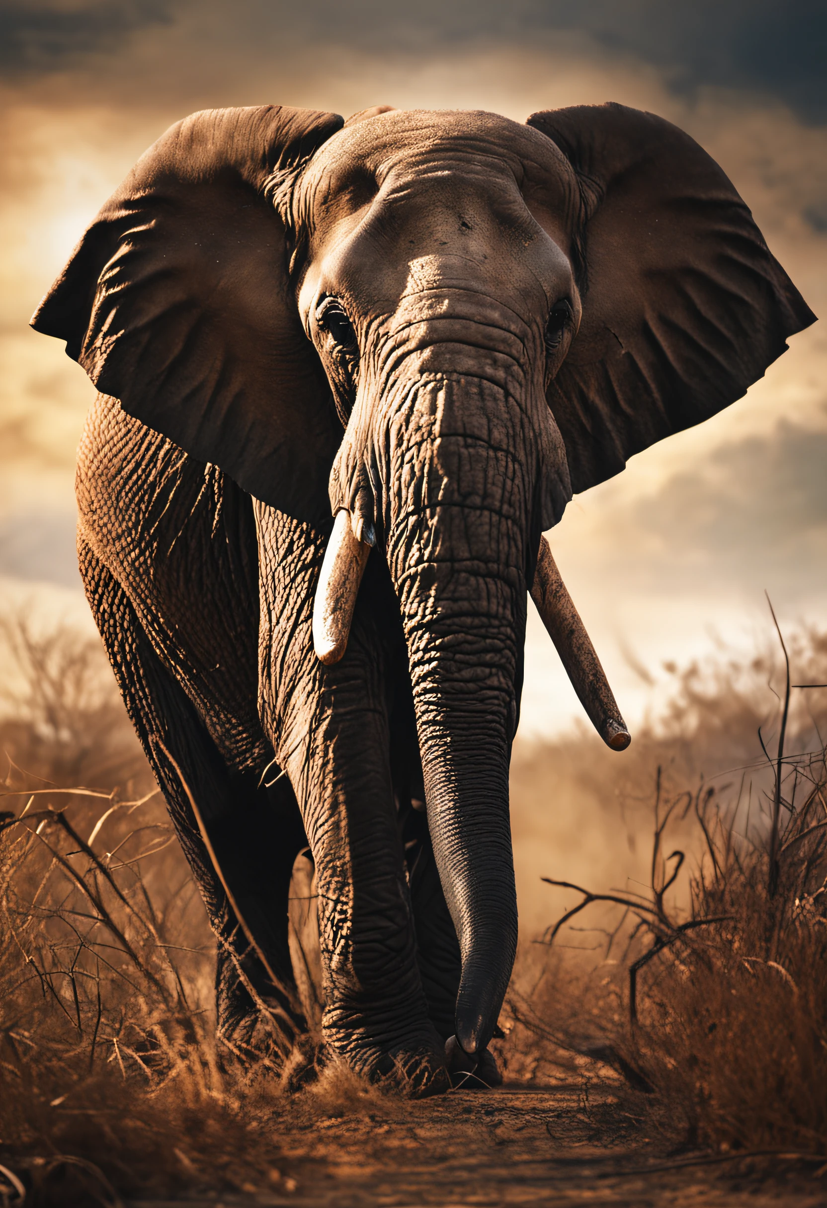 elephants，Photoreal，Elephants hunted，Stealing，tusks，elephants，African elephants，Killing，4K
