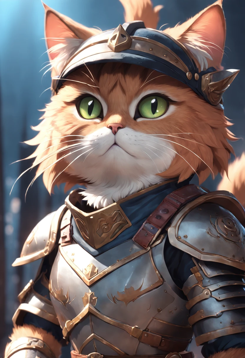 Super cute furry cat warrior in armor, realistic, 4K, super detailed, vray rendering, unreal engine, midjourneyart style