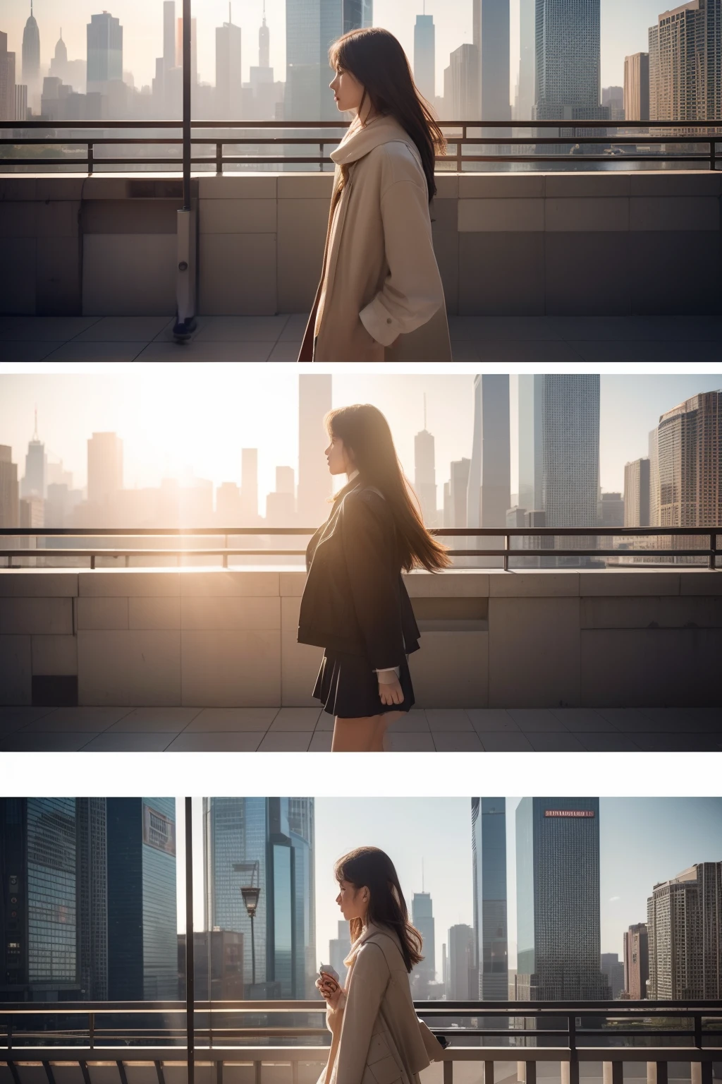 Ad photos with a mix of two different date ranges、Time travel advertising photos taken from different angles、2023 Young Female Model Integrates into 1945 Tokyo Landscape、In the background, Many have been walking since 1945、In the bustling heart of Tokyo, A sweltering afternoon in 1945 AD, Snapshots come alive. agers in the 2023s, Decorated with period fashion, Walk the sunlit streets in calm and stylish 2023 clothes. She is the only time traveler, Full of longing desire for the surrounding landscape, Betrays a hint of embarrassment that she can't completely hide. The heat of the day is palpable, And the afternoon light illuminates her with a golden glow, Cast a shadow dancing with her at each step. Images are captured in the highest quality, Reflecting reality so vividly that it transcends mere vision, Invite viewers to the moment you freeze time, Where emotions and atmospheres are as specific as the scene itself、masterpiece、Photos of the contest winners、Detailed rendering、Photorealistic Tech、High-precision rendering、Synthesis of different eras