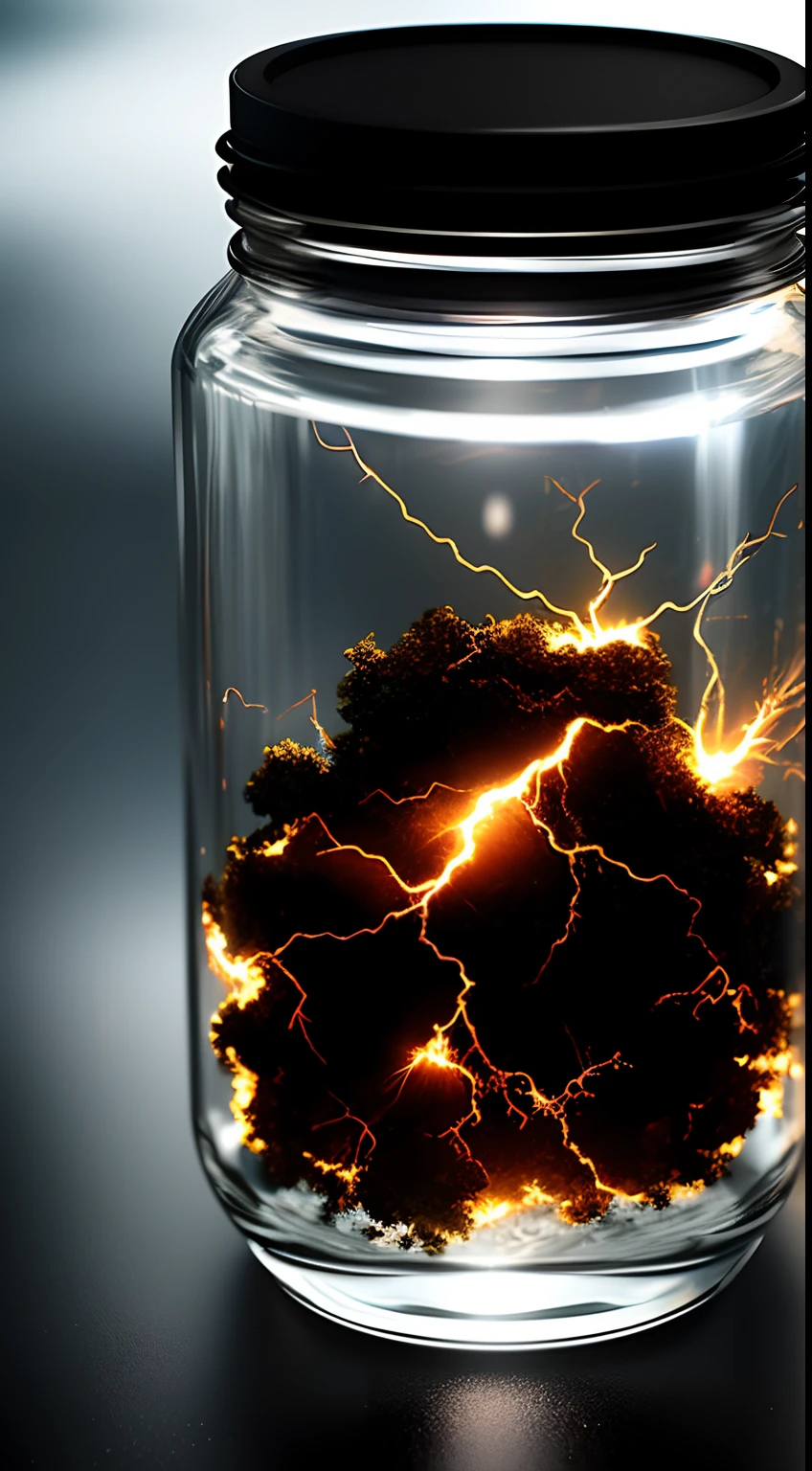 An entire universe contained inside of a glass jar, super realistic, hyper detailed, dramatic lightning, 4k