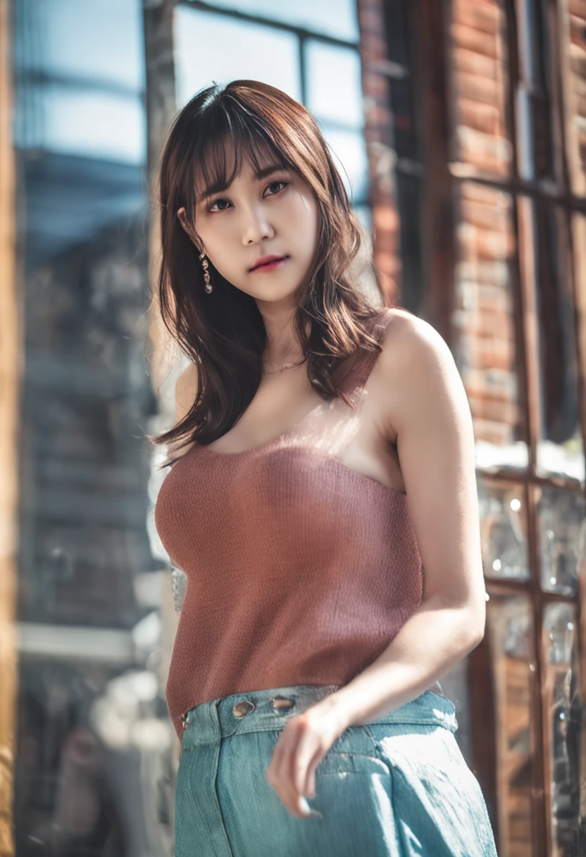 32K image quality、RAW photography、top-quality、tmasterpiece、ultra - detailed、The most beautiful woman in her 30s in Japan、Ultra-transparent and beautiful skin、Obscene big、Body type like a gravure idol、Bell chest of drawers、boobgasm、com rosto detalhado、Cinematic perfect lighting、Knitted sleeveless dress、very short bobbed hair、Beautiful breasts、Obscene armpits、Pheromones wafting out of the armpits