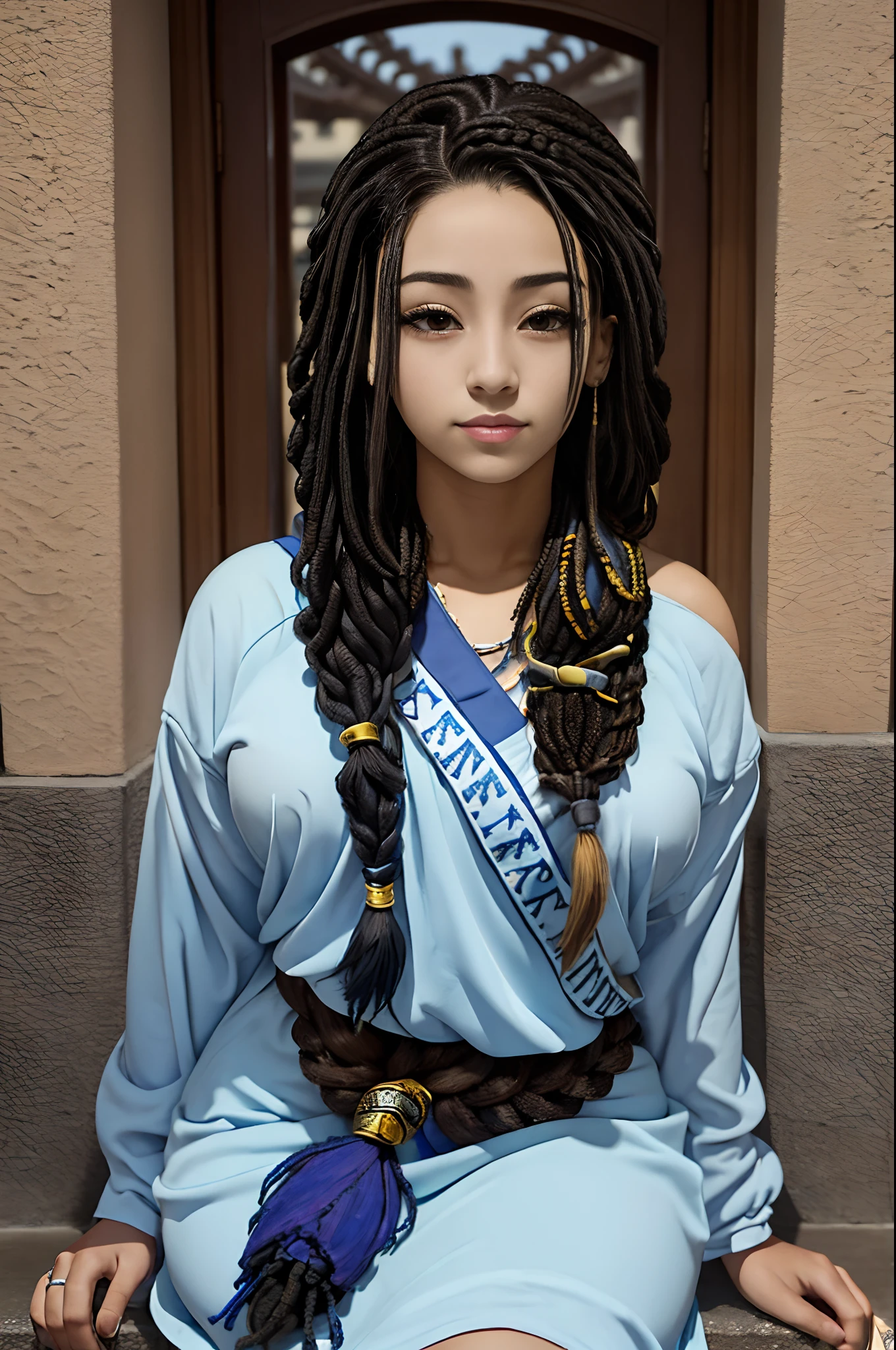 (La mejor calidad) (obra maestra ) Cara perfecta. kawaii & Siniestra princesa belleza joven en la ciudad de Los Angeles. (((Dreadlocks hair))) ((((nordin woman))))