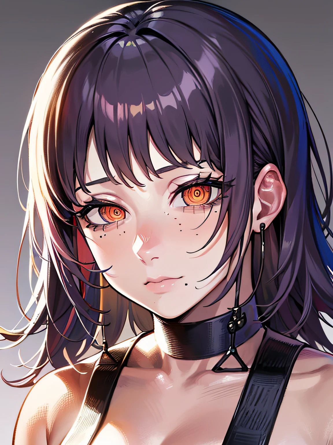 (obra de arte, super detalhado) ,alta resolução, alta qualidade, 1girl, fami (chainsaw_man), olhos amarelos espirais, rosto super detalhado, cores vivas