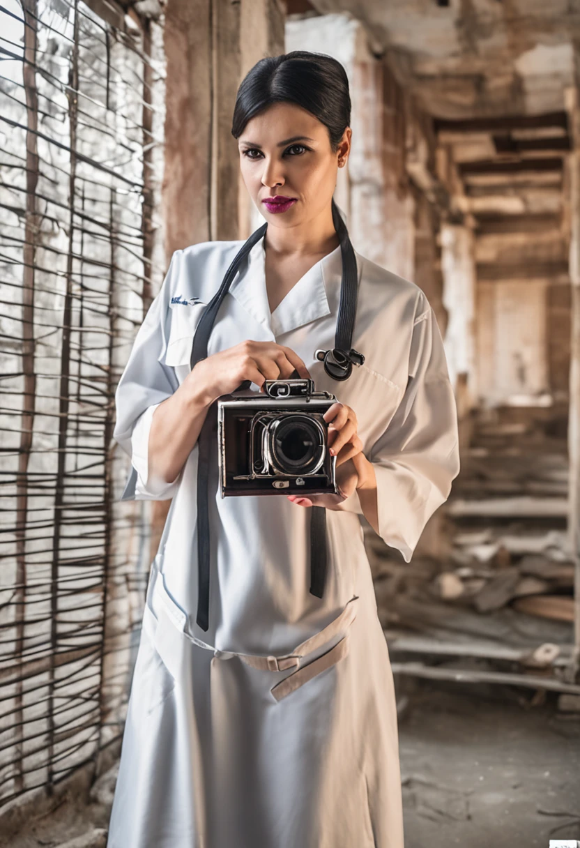 High angle lens,center view,(RAW photos,best qualtiy),(realisticlying,realisticlying:1.3 pcs),wide angle photo,tmasterpiece,47-year-old elegant female doctor,There are fine lines on the face,Mature and sexy female, Masterpiece, Best quality, Fat body,Busty body,There is a huge sagging chest profile:1.2,M cup,cleavage,), (absurdness quality), (16k), (com rosto detalhado), (Japanese_Female_Lady:1),Blur background negative label(full bodyesbian:1.3 pcs),photorealiscic face,diffuse light,Create softness,in hospital((surgery room)Uniform luminescence),surgical gloves,Medical equipment,Anesthesia machine(nurse uniform smooth,cultivated:1.5,((Open wide,ssee-through:1.5,Expose boob:1.5))),Perfect breasts and buttocks:1.4 pcs,nurses、nurse hat、stethoscope