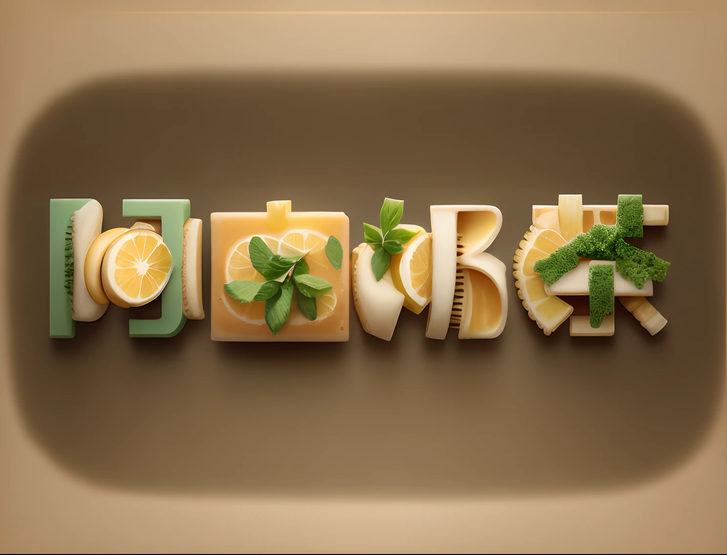 high high quality,tmasterpiece,high-definition photography,8K,Shot by Fujifilm camera,Bananas,Latte,cream-colored,black tea,Lemon slices,ice cubes,honey,Similu,Mint leaves