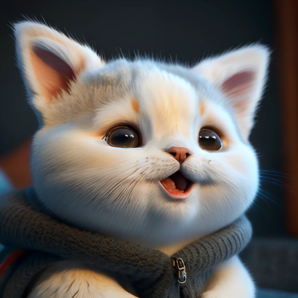 catss，Orange，Fat Chubby，Blue and white cats，No_Humanity，depth of fields，Disney  style，Dark_glam，wearing DRK_glam，deep shading，（brightly：1.4），（8K，RAW photos，best qualtiy，tmasterpiece：1.2），The expression is wide open and the mouth is happy