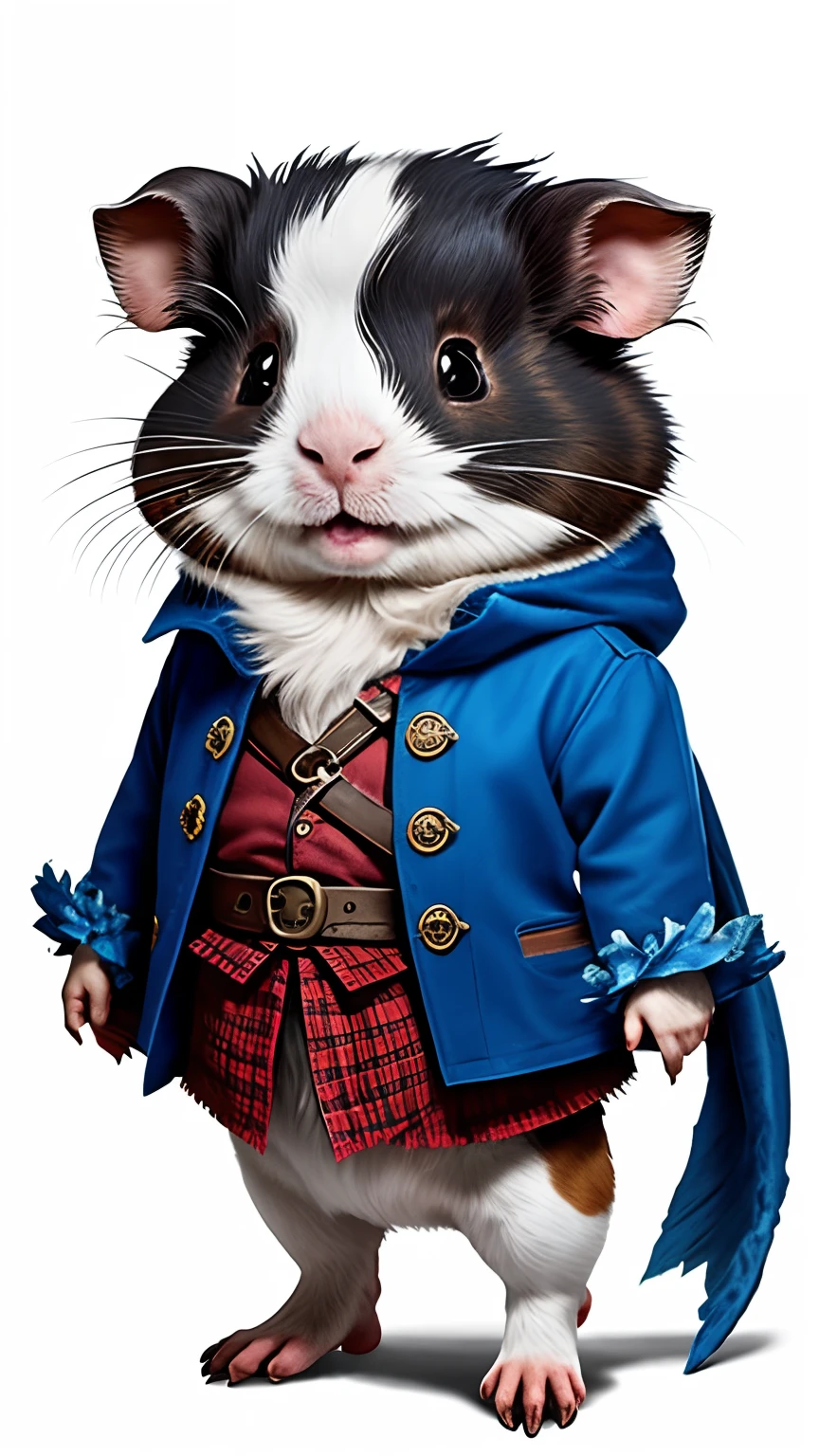 Top image quality、"Create cute creature masterpieces with inspired ultra-detailed concept art. Bring your imagination to life", (guinea pig), high detal, 8K、Top image quality、Dress up as a pirate, Red and blue pirate costumes,