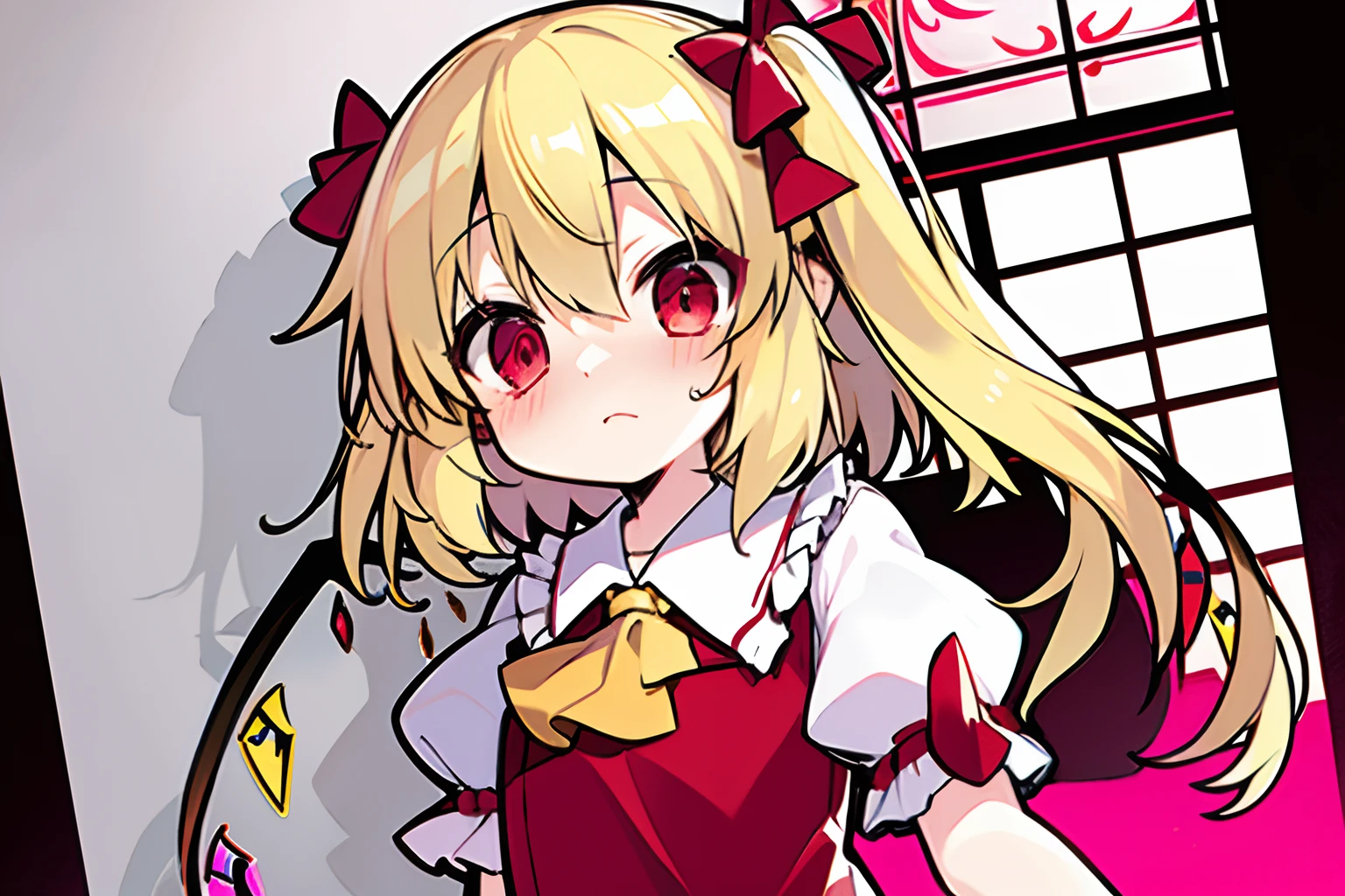 (Flandre Scarlet)、Petite、blushed face、shortsleeves、One girl、