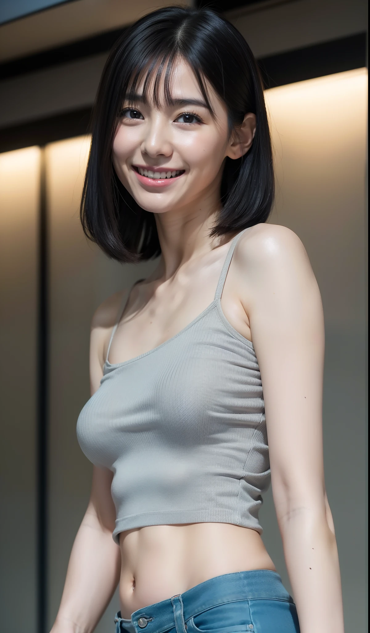 1 girl, (gray background:1.5),looking at the viewer,(full nude:1.3) ,bob hair, compensate,Fashion Model,picture perfect face,flowing hair,shiny skin,whole body,whole body,(photography background board,Photo studio),(simple),(masterpiece, highest quality),masterpiece,professional artwork,famous works of art,(realistic,photorealistic:1.37) ,hdR,Uhd,8k, ultra realistic 8k cg,8k, 32K,hd, (highest quality, masterpiece: 1.2), 裸のwoman, full nude , portrait, High resolution, (I don&#39;t have any clothes: 1.0), ((short bob hair: 1.1)), ((light brown hair: 1.1)), Fine skin texture , beautiful breasts,pink nipples,pink areola , Well-shaped C cup breasts , Photoreal, professional lighting, very detailed, transparent skin,looking at camera,, whole bodyエスビアン,facing the front,written boundary depth, anatomically correct, sharp, ((一人の美しいwoman)), ((35 years old)), Shy gesture,womanのセクシーな, detailed face, beautiful eyes , faint lips, ,((A smile with the mouth slightly open and showing beautiful teeth)）, ((Beautiful diamond earrings in the navel)),((sparkling navel diamond earrings)), portrait, woman, look at the audience, outdoors,sunlight background,