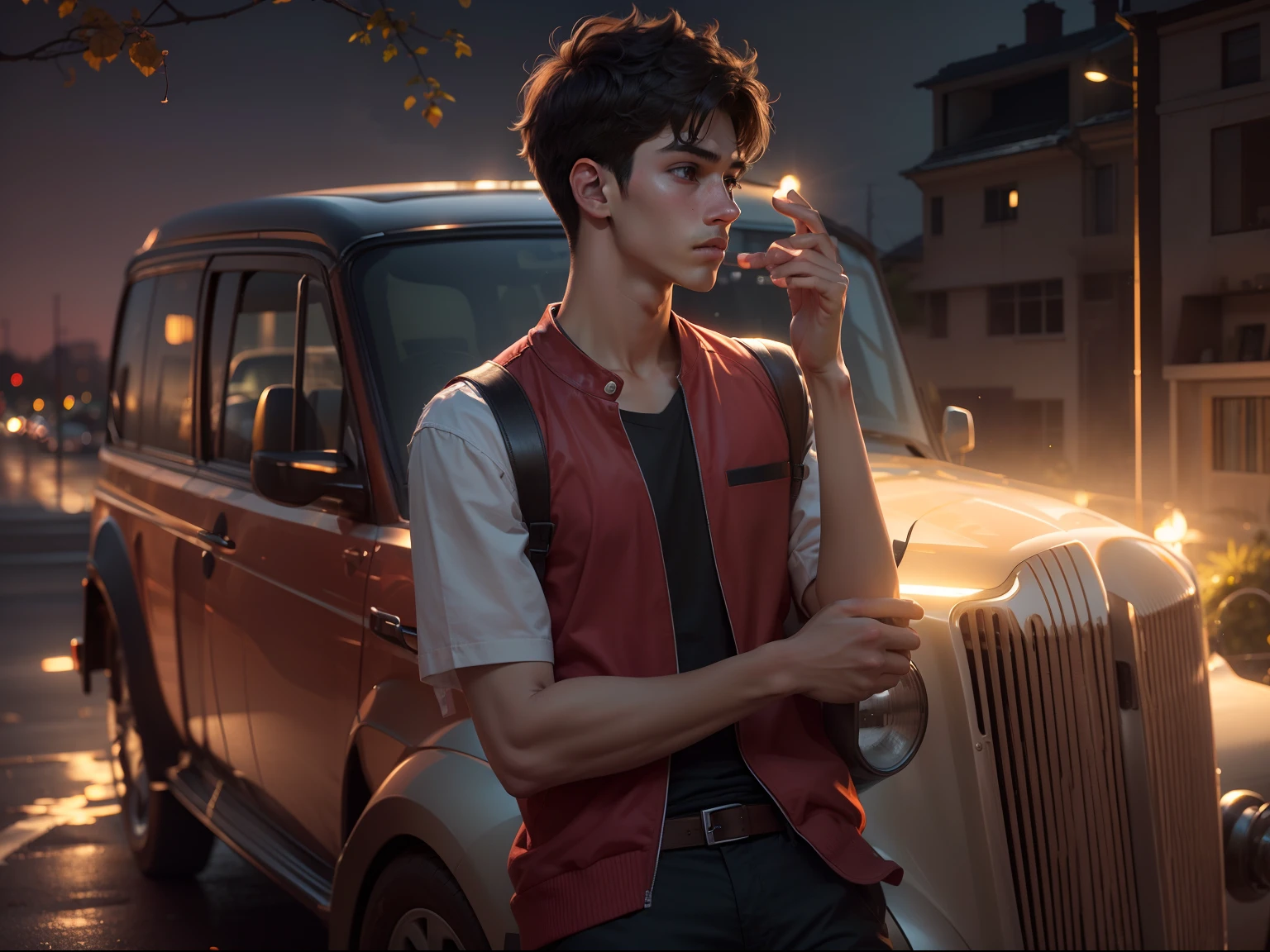 Handsome boy teenage boy background change reality face night look 2k quality