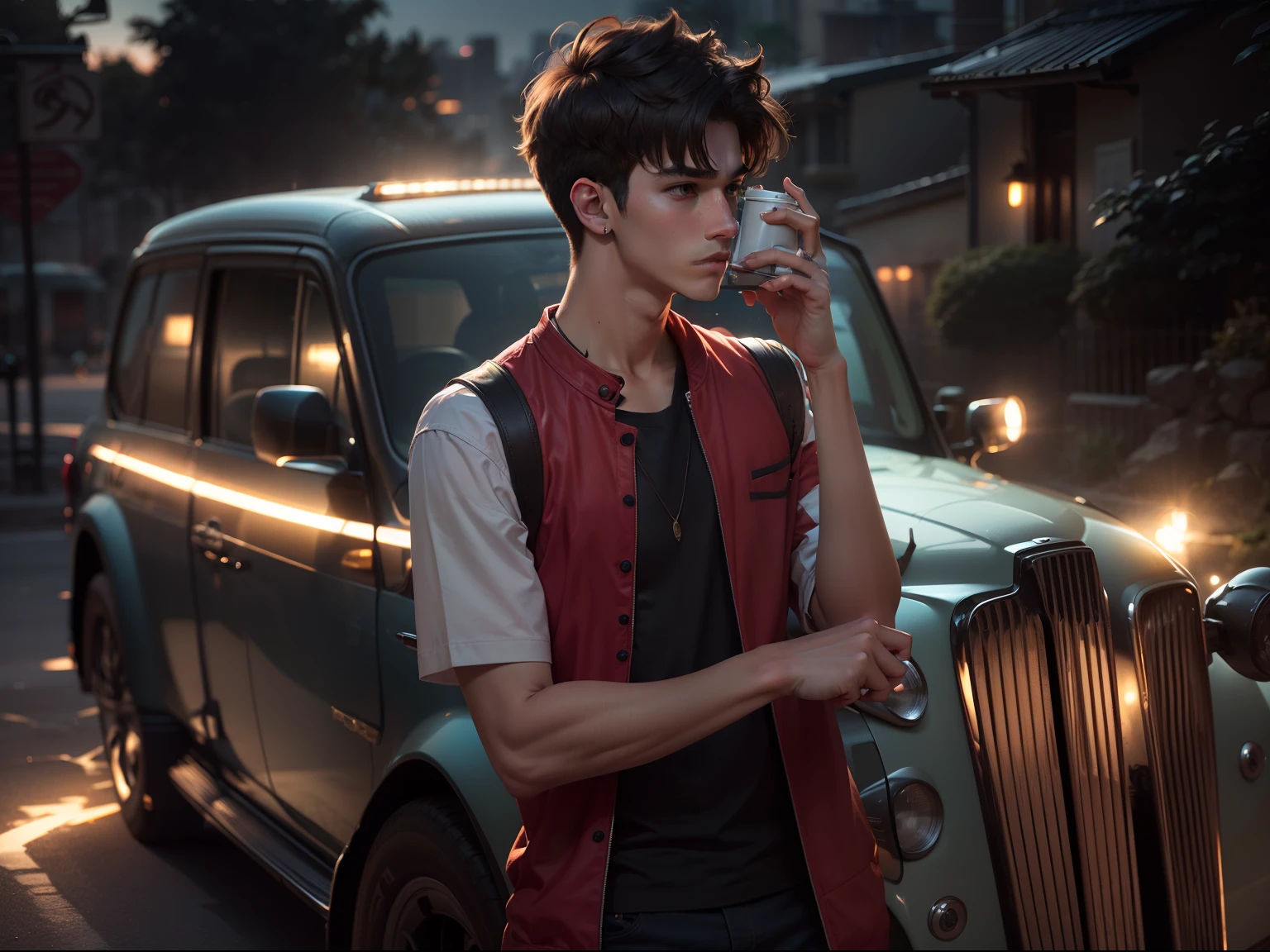 Handsome boy teenage boy background change reality face night look 2k quality