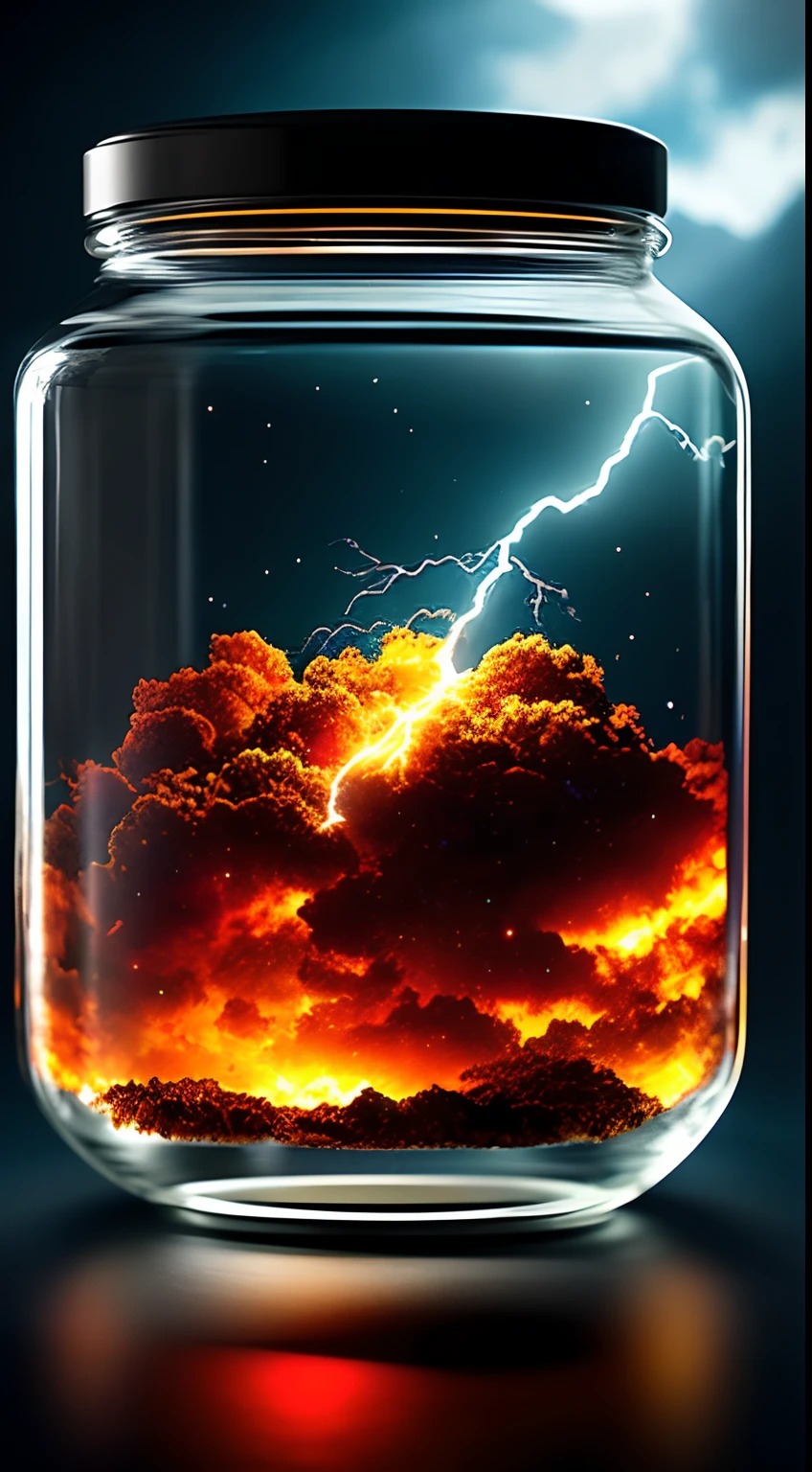 An entire universe contained inside of a glass jar, super realistic, hyper detailed, dramatic lightning, 4k