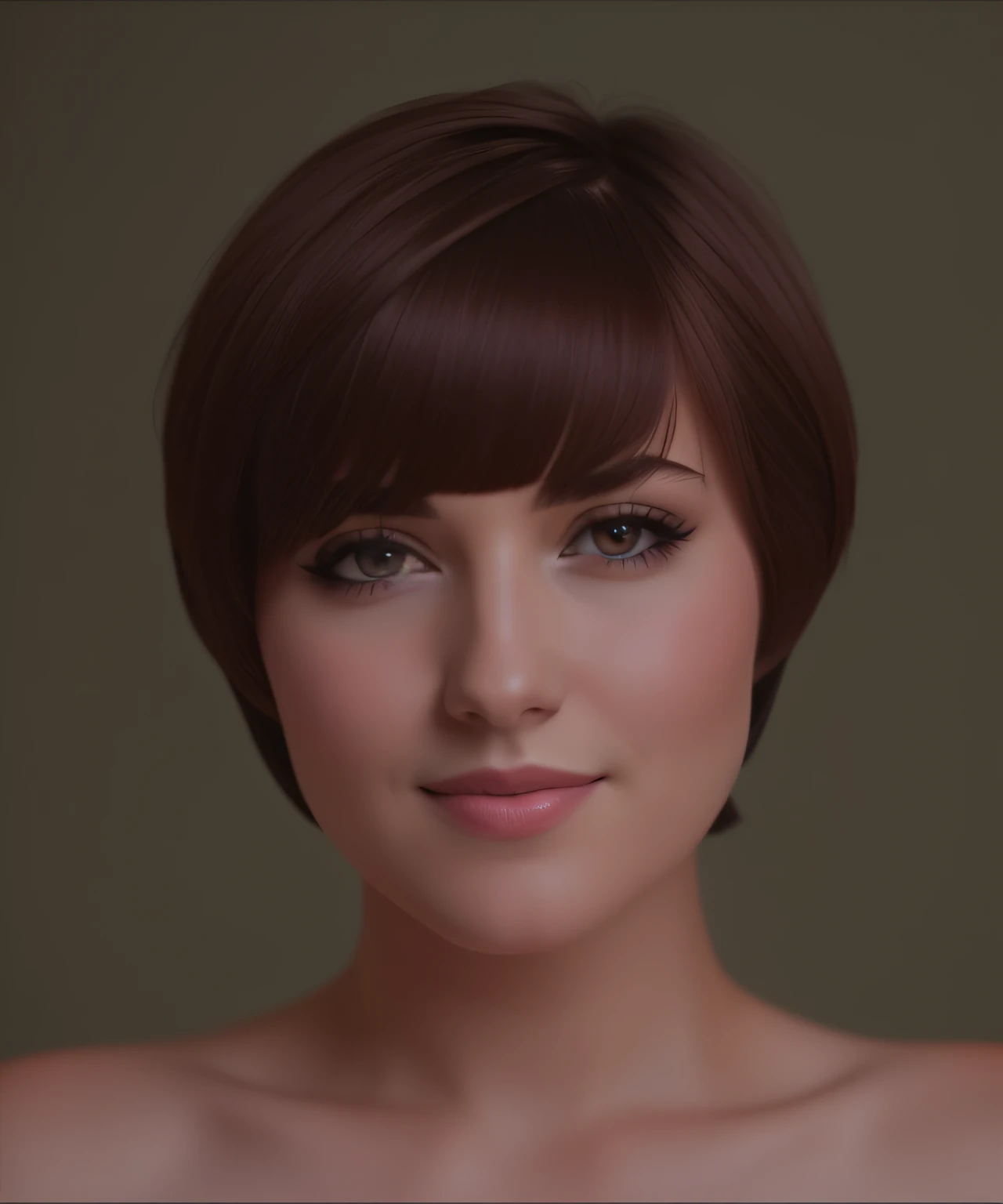 arafed woman with short brown hair and a brown dress, realistic studio portrait, realistic portrait photo, realistic female portrait, photo realistic portrait, photorealistic beautiful face, realistic portrait, photorealistic portrait, detailed beauty portrait, digital art portrait, detailed beautiful portrait, digital portrait, soft portrait shot 8 k, portrait realistic photograph, detailed color portrait, realistic digital painting