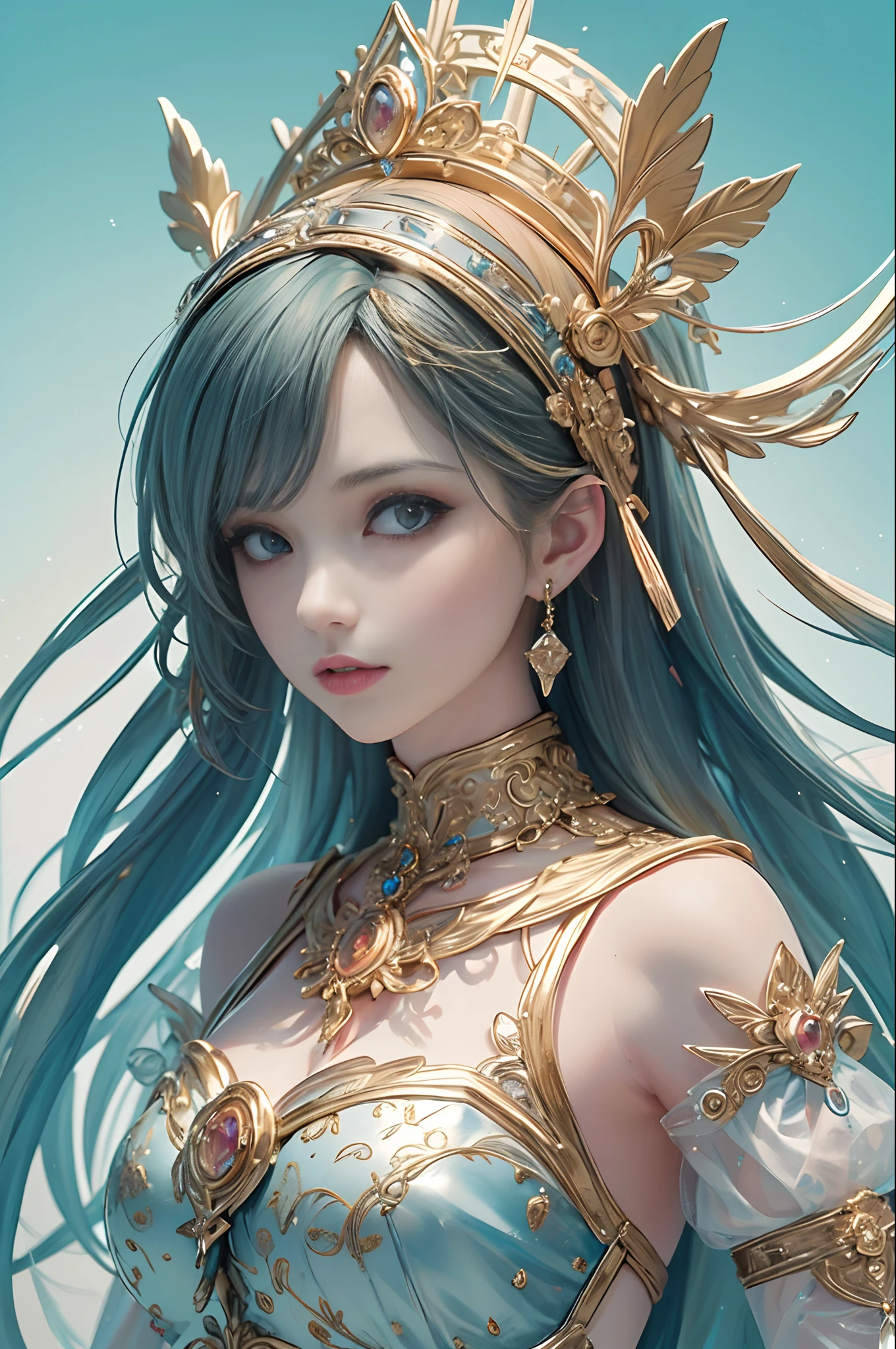 (masterpiece, top quality, best quality, official art, beautiful and aesthetic:1.2), (1 fantasy girl), long shapeless hair, extremely detailed, ornate jewellery, fantastical background, (fractal art:1.3),colorful,highest detail.