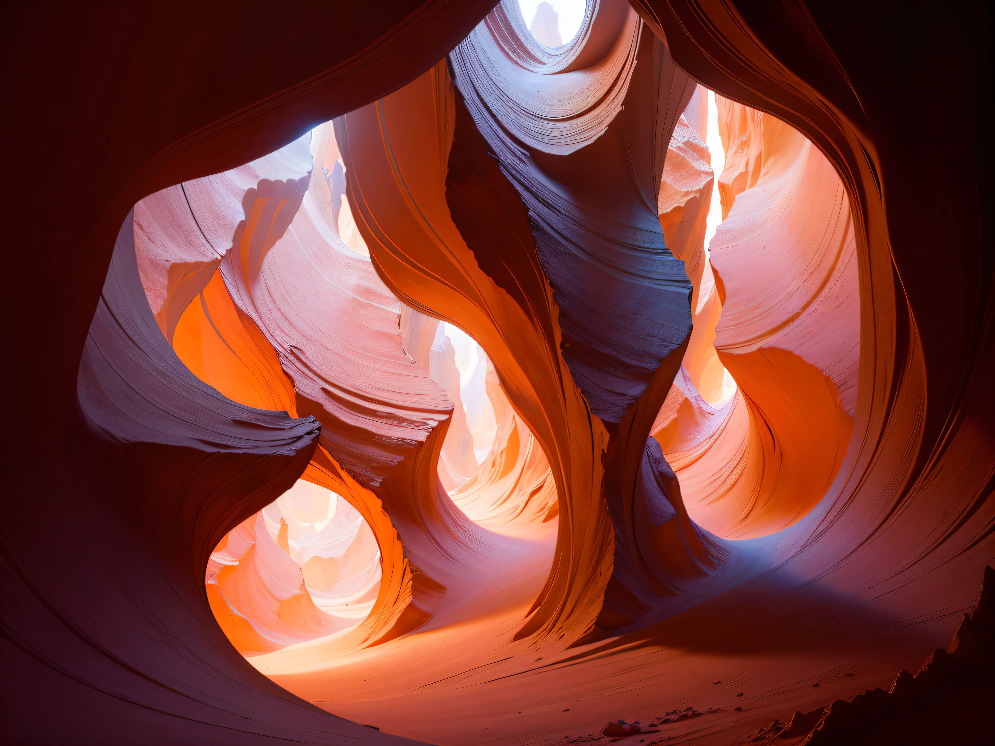 Antelope Canyon, USA: A stunning slot canyon with winding passageways and shafts of light that create breathtaking visual effects on the sandstone walls.
