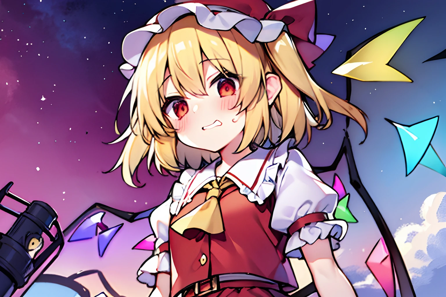 (Flandre Scarlet)、Petite、blushed face、shortsleeves、One girl、confession
