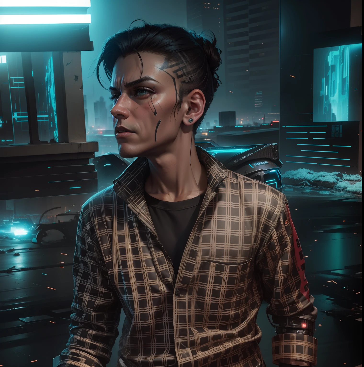 change background cyberpunk realistic face no change face 8k ultra realistic