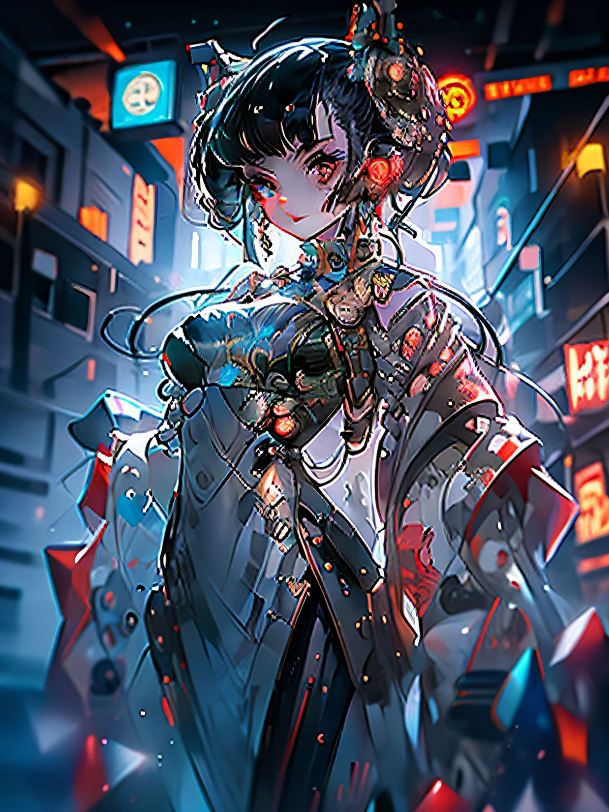 Zodiac rat anthropomorphic National style girl Cyberpunk