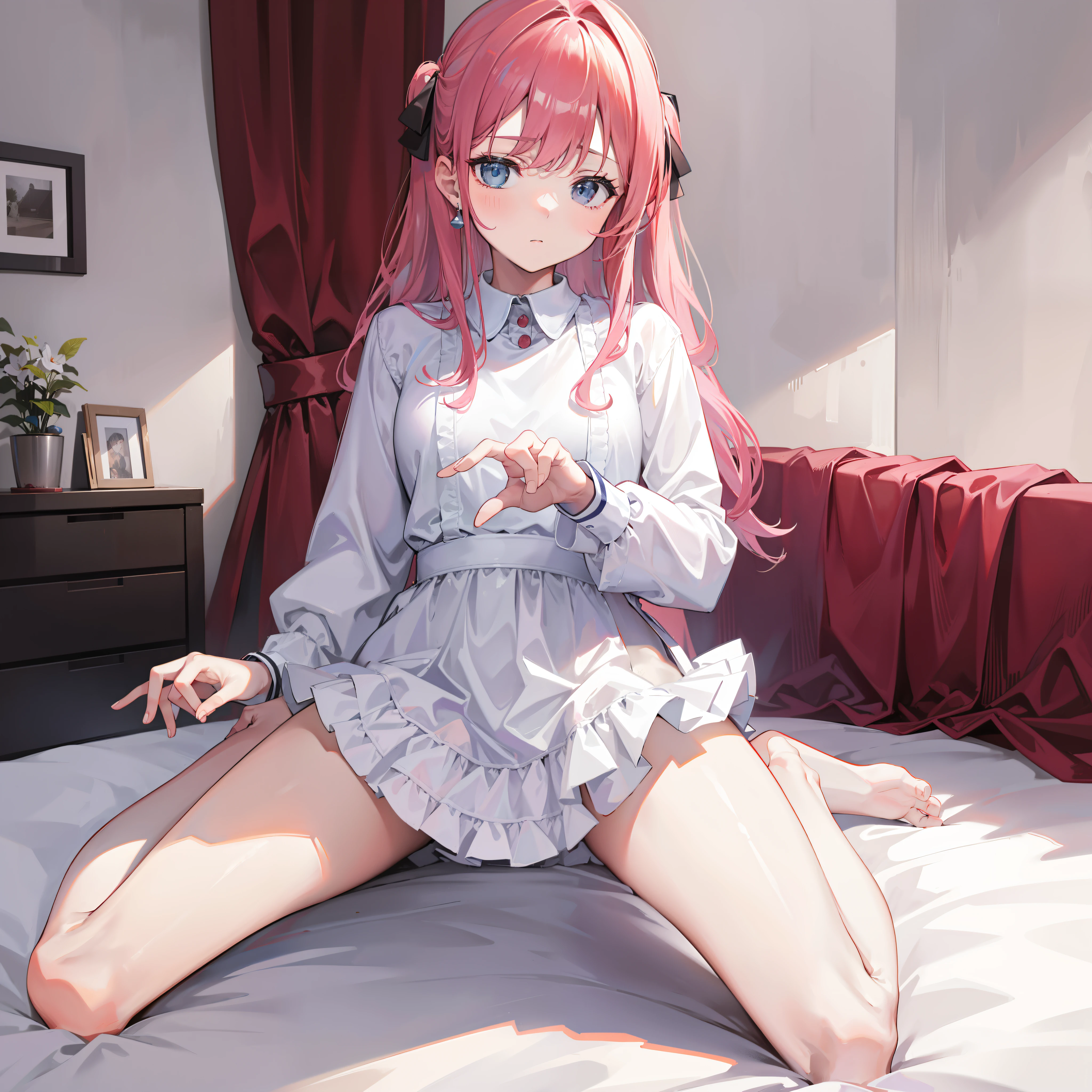get down on the bed,Kneeling pose,Spread your legs