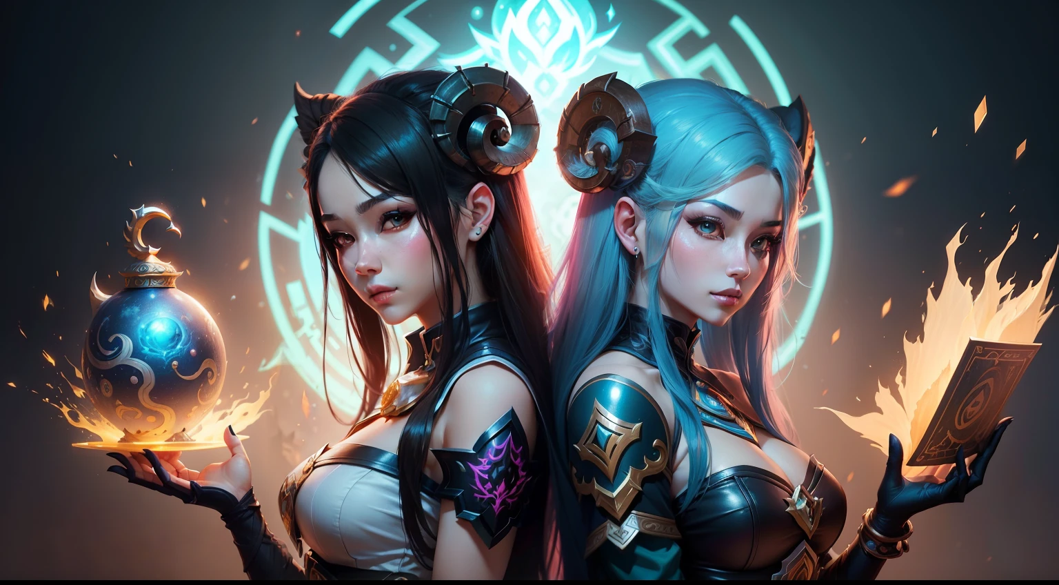 Alpha image of a woman,concept art inspired by Ju Lian, Trend of CGsociety, Sots Art,Qianjue, league of legends splashart, league of legends art style,Twin sheep spirits, from league of legends, league of legends character art, league of legends splashart