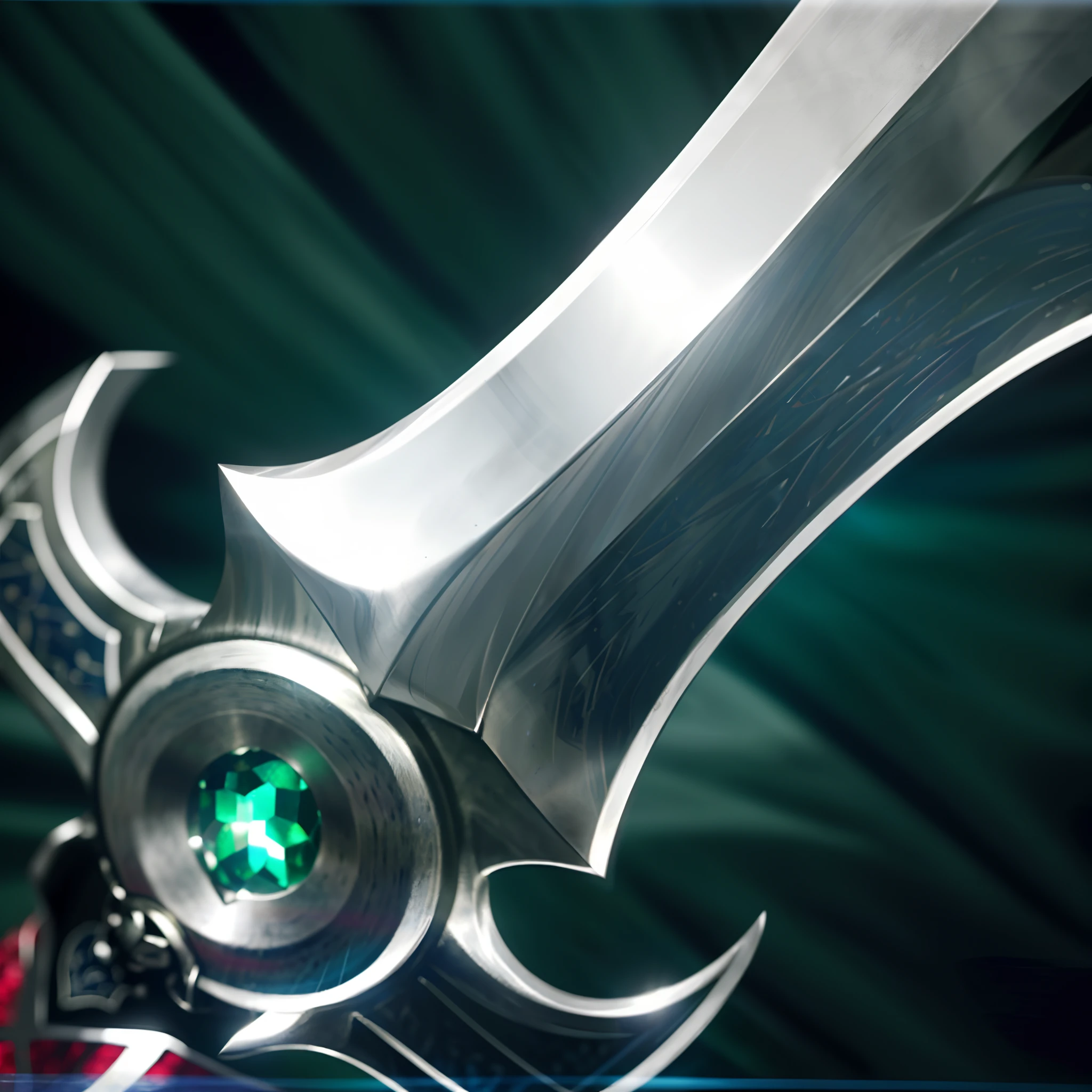 A silver steel sword，inlaid gemstones，Sharp silver blade，metal swords, armored sword blade, Huge sword, fantasy sword, legendary sword of technology, holding jagged scimitar, shinning sword, steel sword