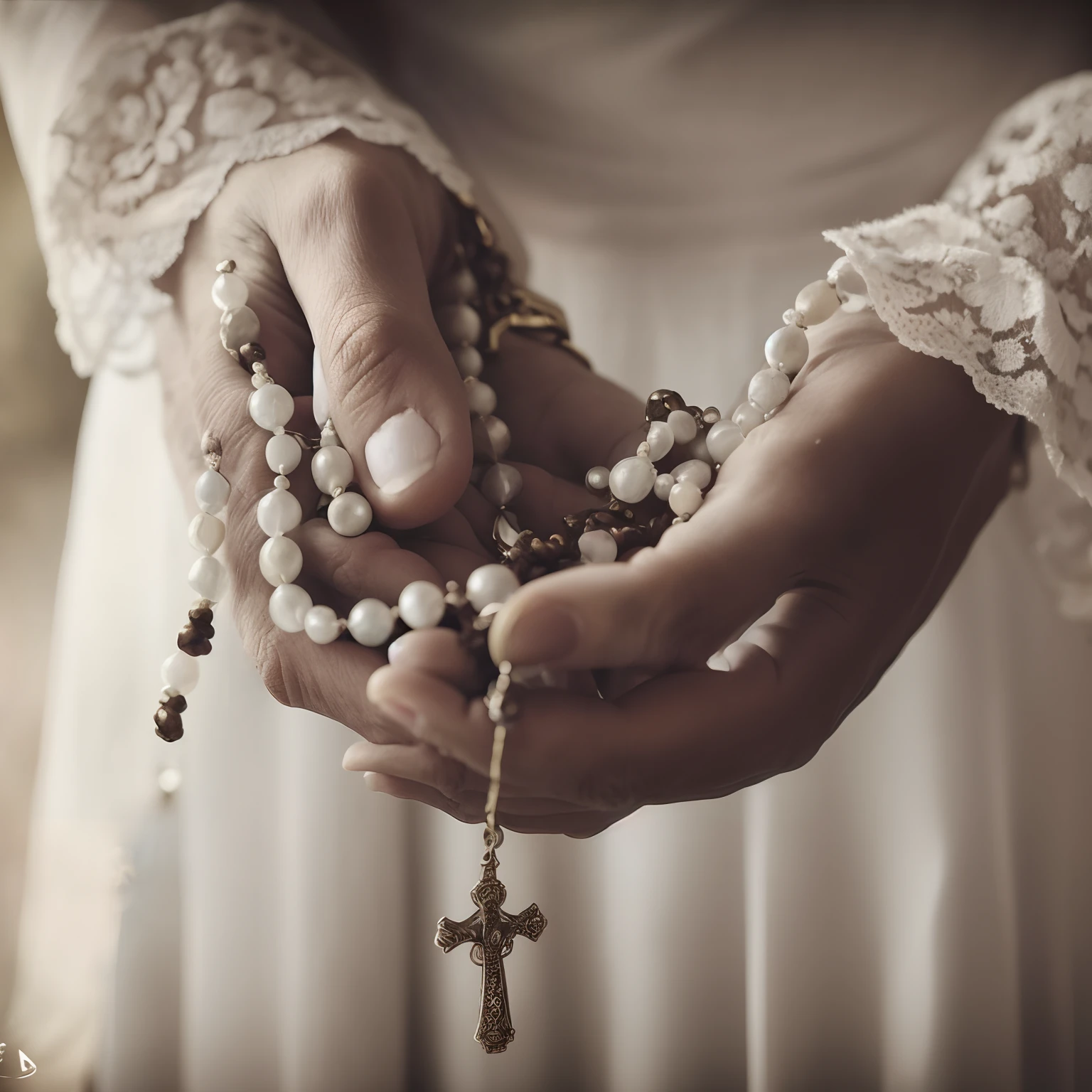 There is a woman holding a third and a third in her hands, Catholic, hands of blessing, prayer hands, religioso, imagens religiosas, praying, religión, Prayer, holding a holy symbol, Holy, Imagem absolutamente excepcional, ! holding in his hand !, Directed by: Kurt Roesch, reconfortante e familiar, doing a prayer, veils and jewels, Imagem de Stock, tradition, Ver