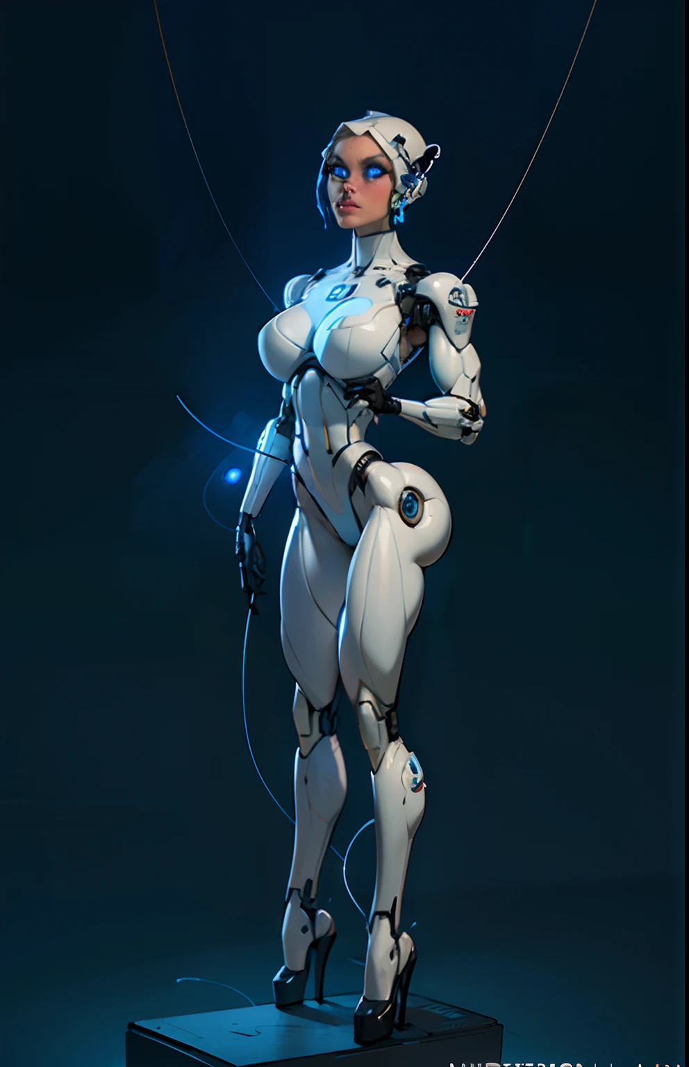 complex 3d render ultra detailed of a beautiful porcelain profile woman android face, cyborg, robotic parts, 150 mm, beautiful studio soft light, rim light, vibrant details, luxurious cyberpunk, lace, ((glowing blue eyes:1.5)), hyperrealistic, anatomical, facial muscles, cable electric wires, microchip, elegant, beautiful background, octane render, H. R. Giger style, 8k, best quality, masterpiece, illustration, an extremely delicate and beautiful, extremely detailed ,CG ,unity ,wallpaper, (realistic, photo-realistic:1.37),Amazing, finely detail, masterpiece,best quality,official art, extremely detailed CG unity 8k wallpaper, absurdres, incredibly absurdres,  robot, silver halmet, full body