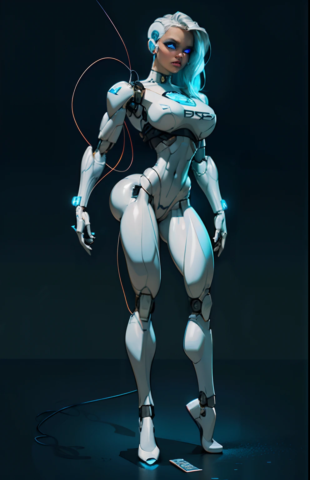 complex 3d render ultra detailed of a beautiful porcelain profile woman android face, cyborg, robotic parts, 150 mm, beautiful studio soft light, rim light, vibrant details, luxurious cyberpunk, lace, ((glowing blue eyes:1.5)), hyperrealistic, anatomical, facial muscles, cable electric wires, microchip, elegant, beautiful background, octane render, H. R. Giger style, 8k, best quality, masterpiece, illustration, an extremely delicate and beautiful, extremely detailed ,CG ,unity ,wallpaper, (realistic, photo-realistic:1.37),Amazing, finely detail, masterpiece,best quality,official art, extremely detailed CG unity 8k wallpaper, absurdres, incredibly absurdres, robot, silver halmet, full body