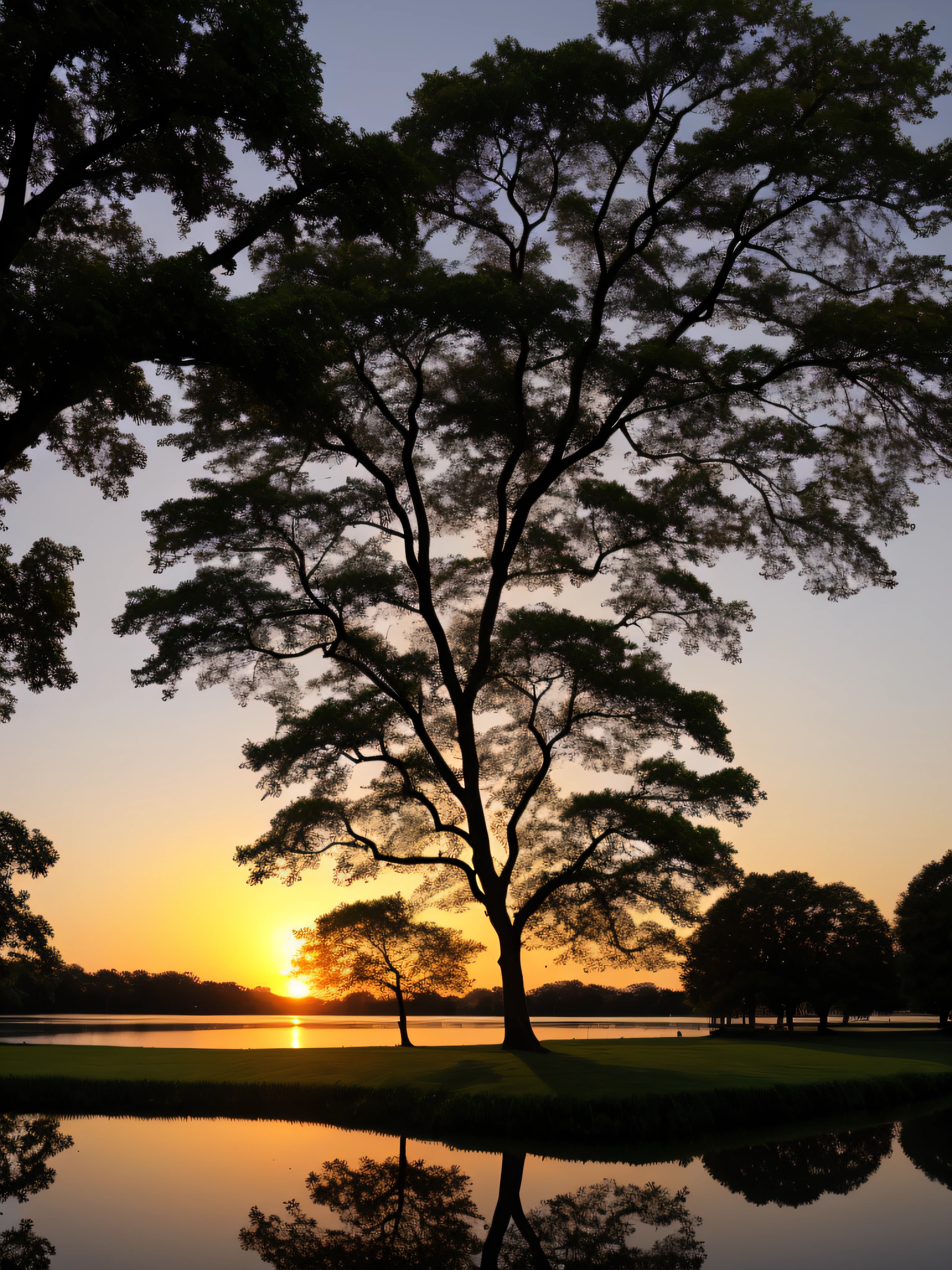 Picturesque sunset scenes over tranquil lakes