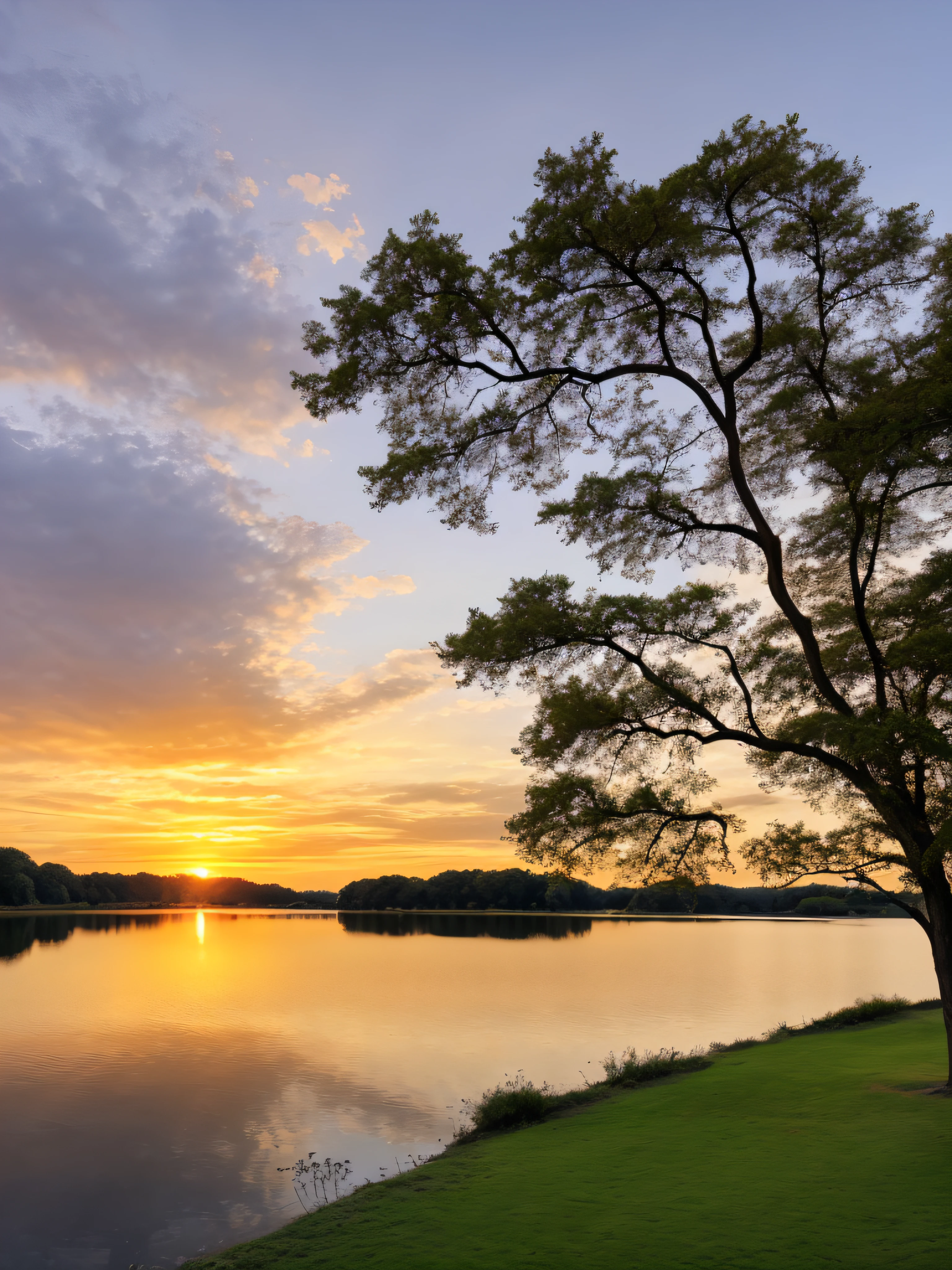 Picturesque sunset scenes over tranquil lakes